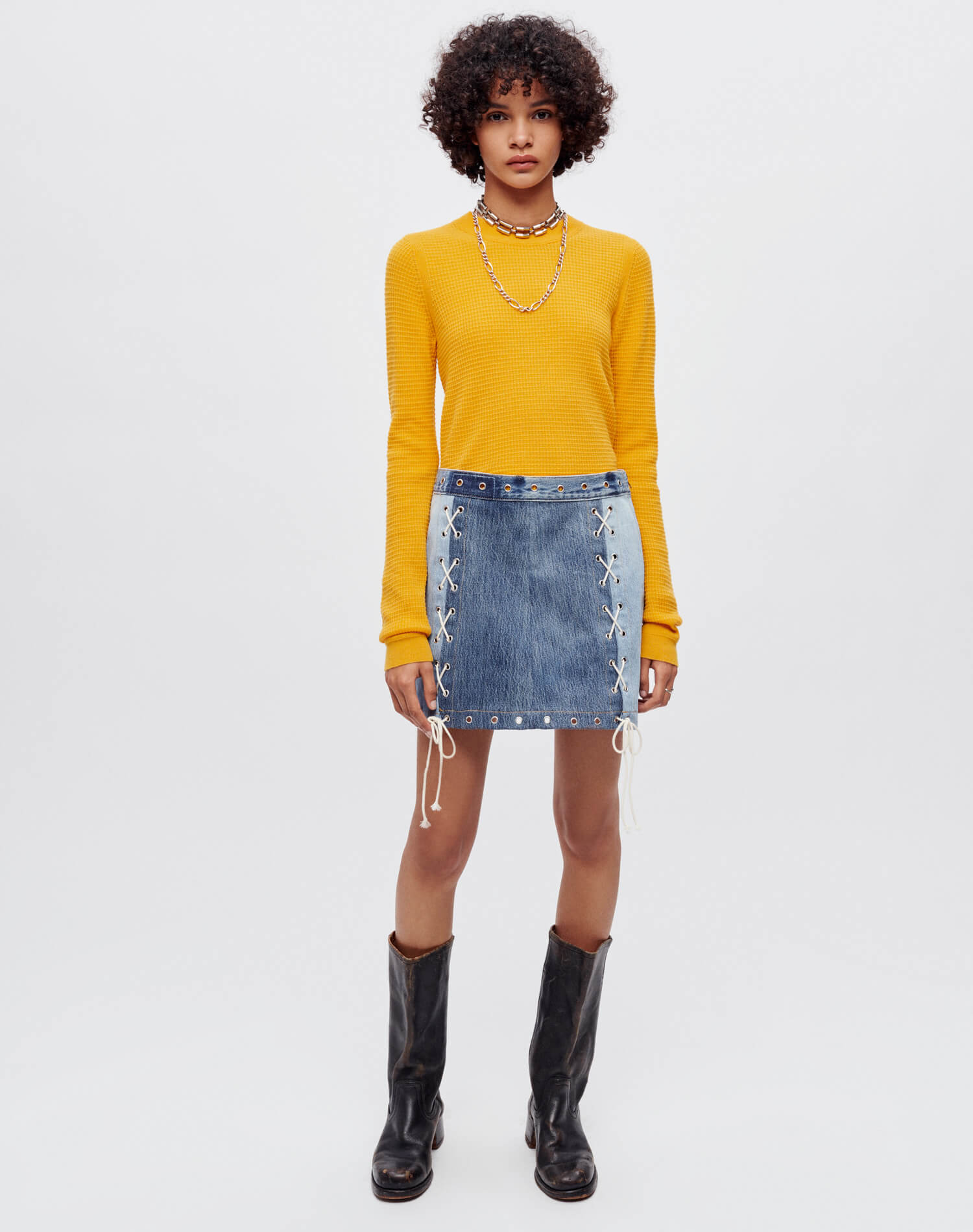 Waffle Slim Pullover - Clementine