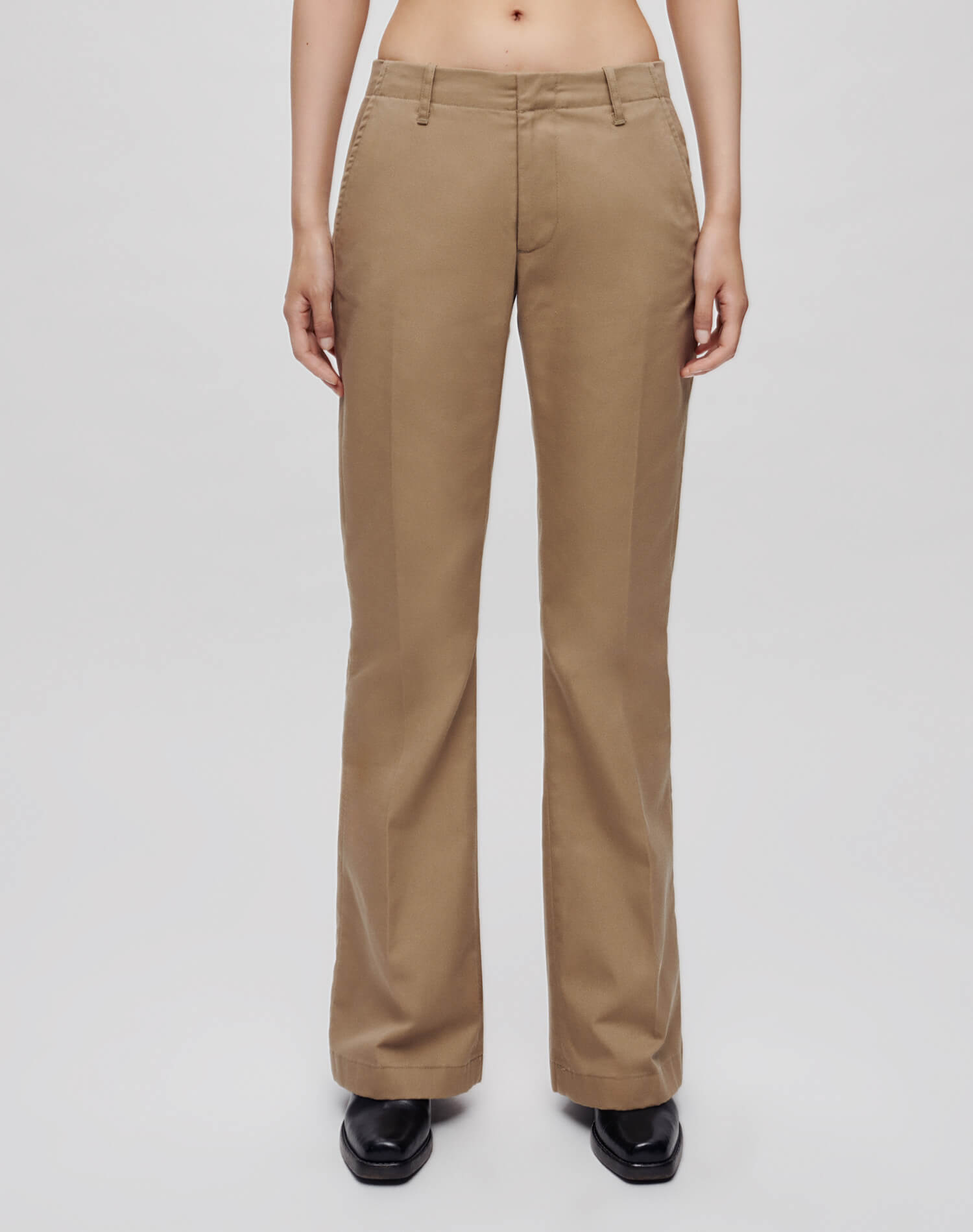 Surplus Mid Rise Wide Leg Trouser - Washed Khaki