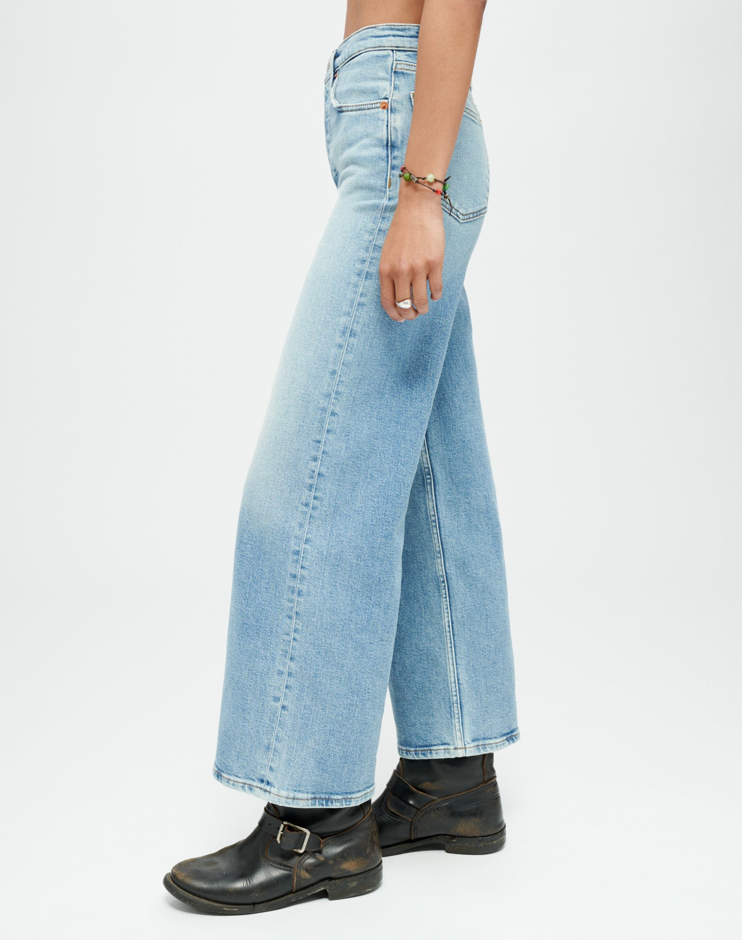 Comfort Stretch High Rise Wide Leg Crop - Blazed Indigo