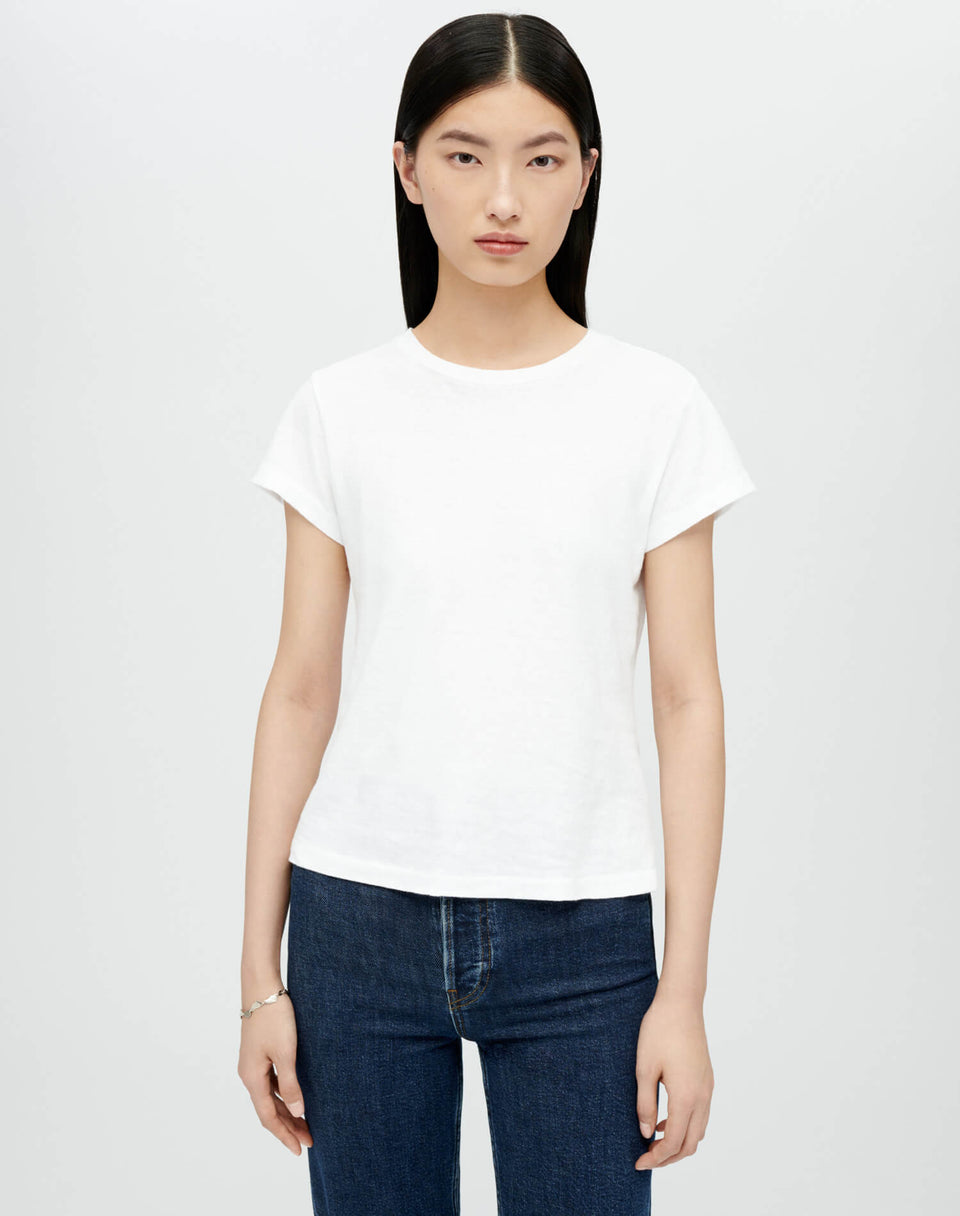RE/DONE | Heritage Cotton 1960s Slim Tee in Optic White