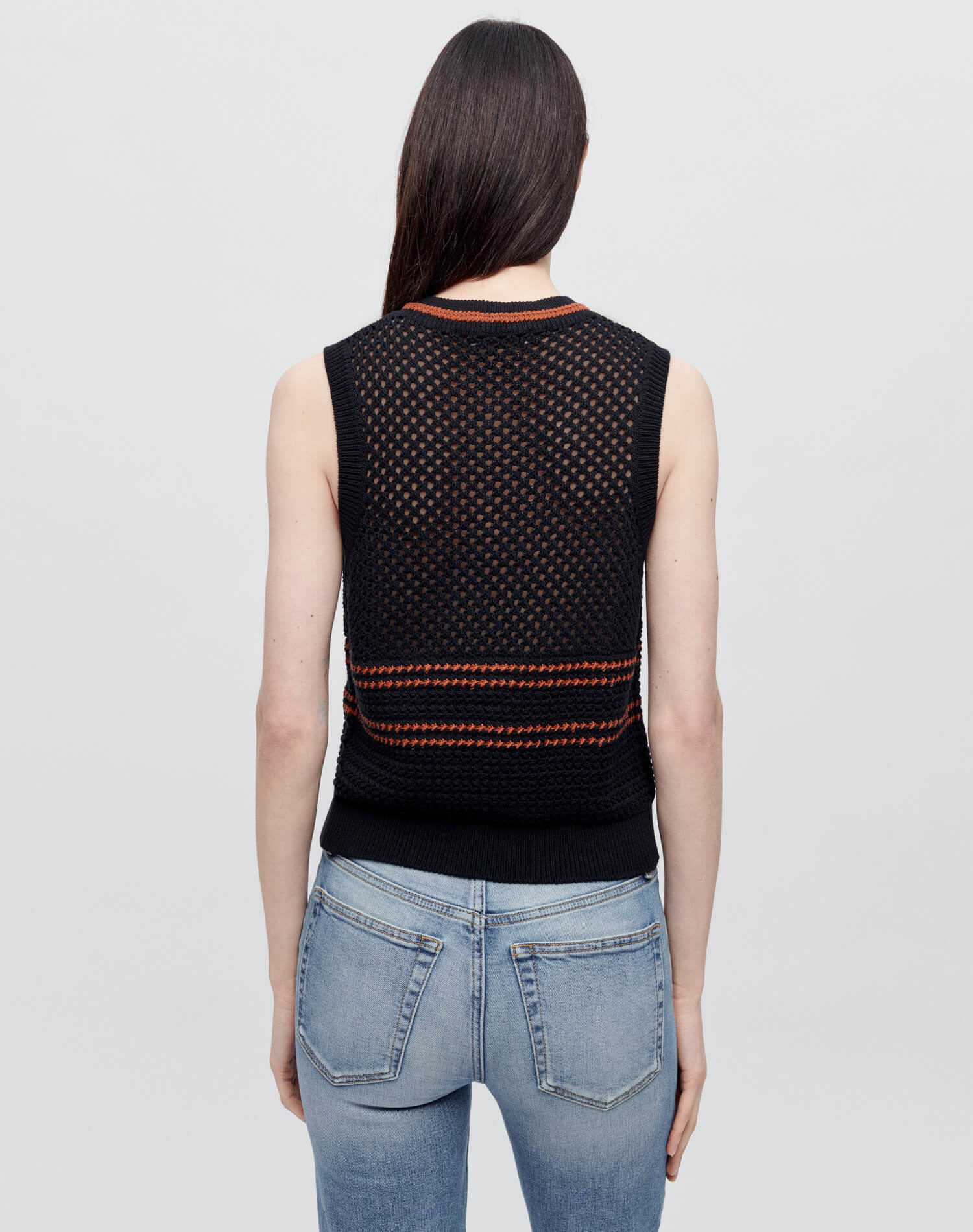 Crochet Mesh Vest - Black Combo