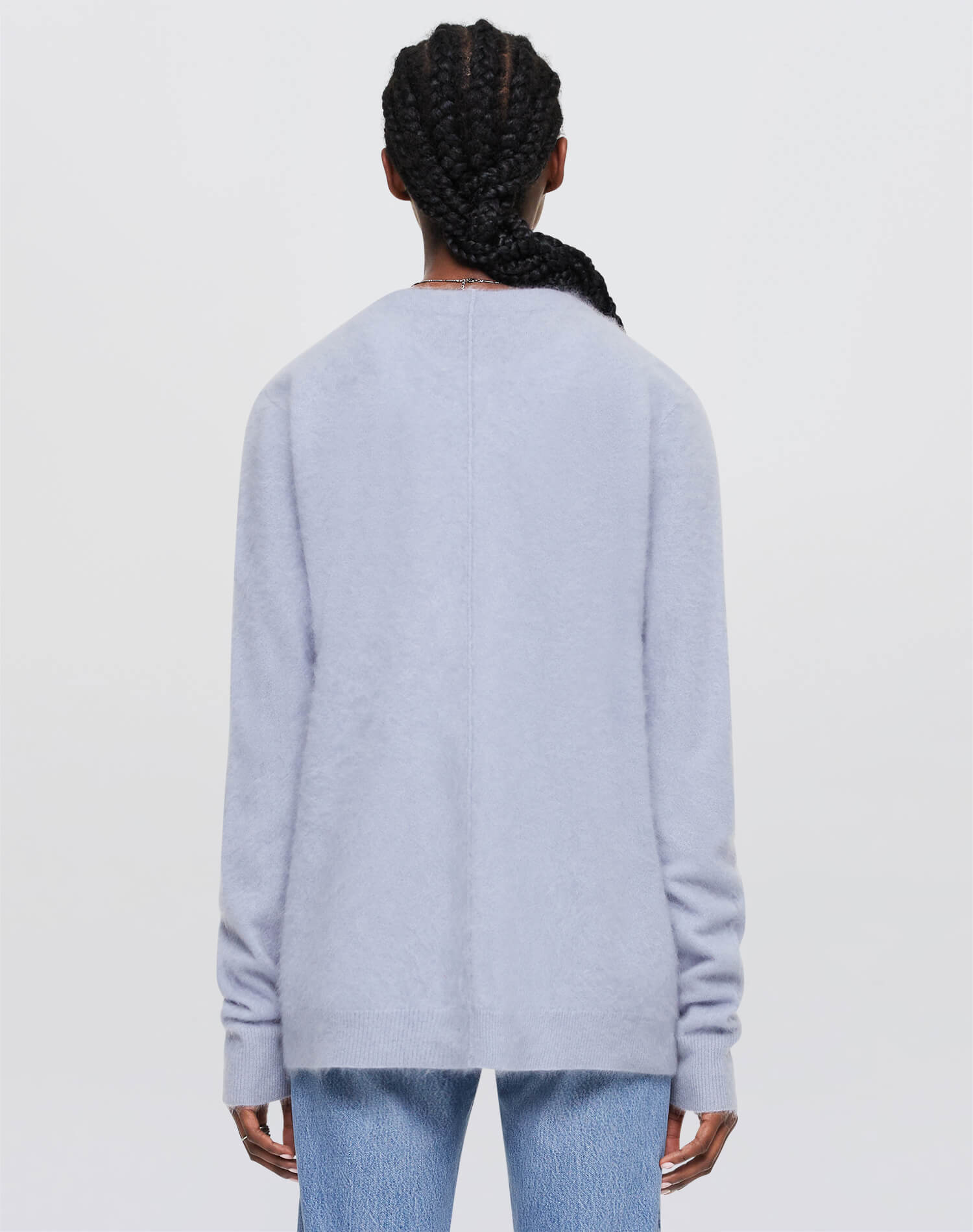 Brushed Cashmere Tailored Cardi - Stone Blue