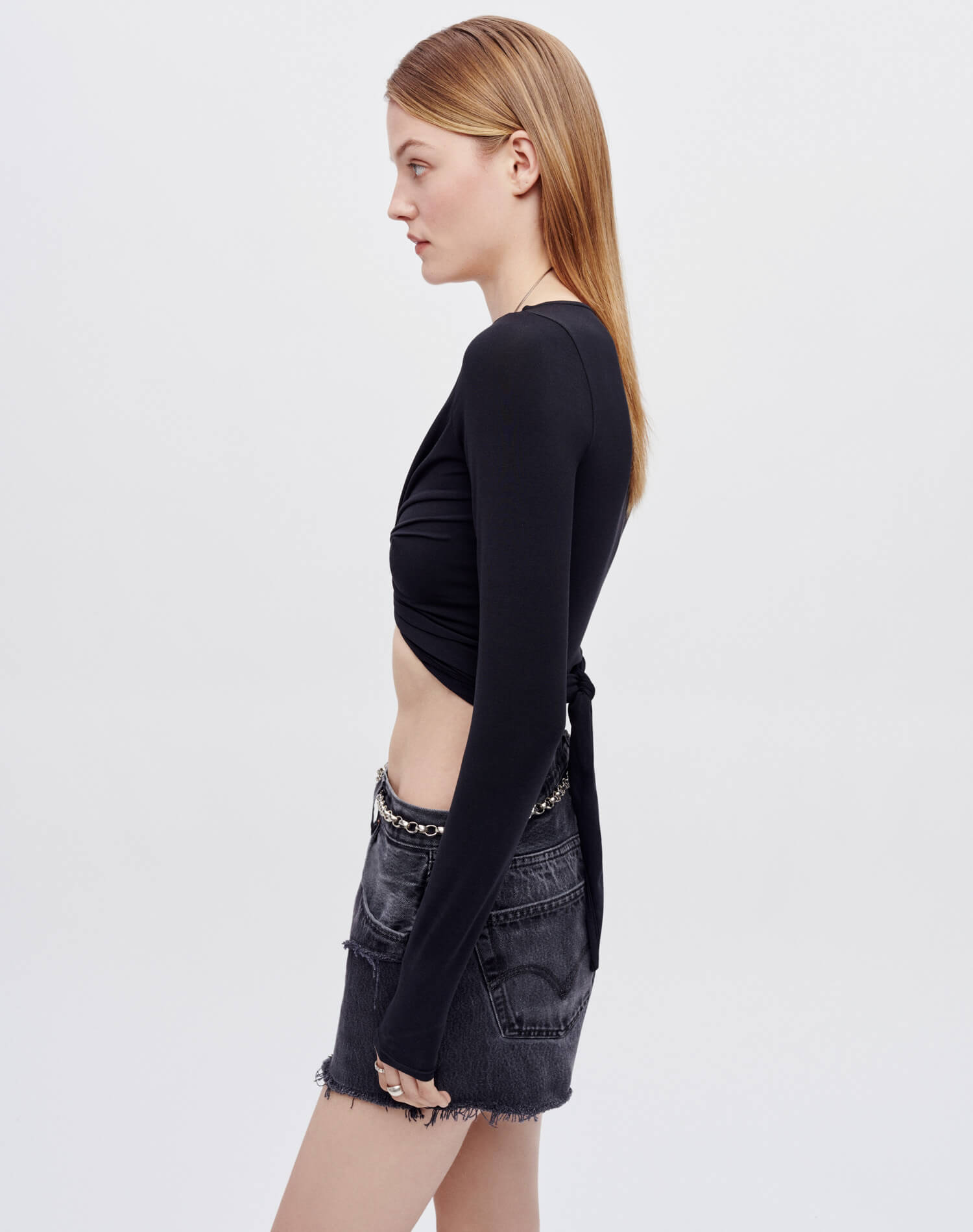 Wrap Tie Top - Black