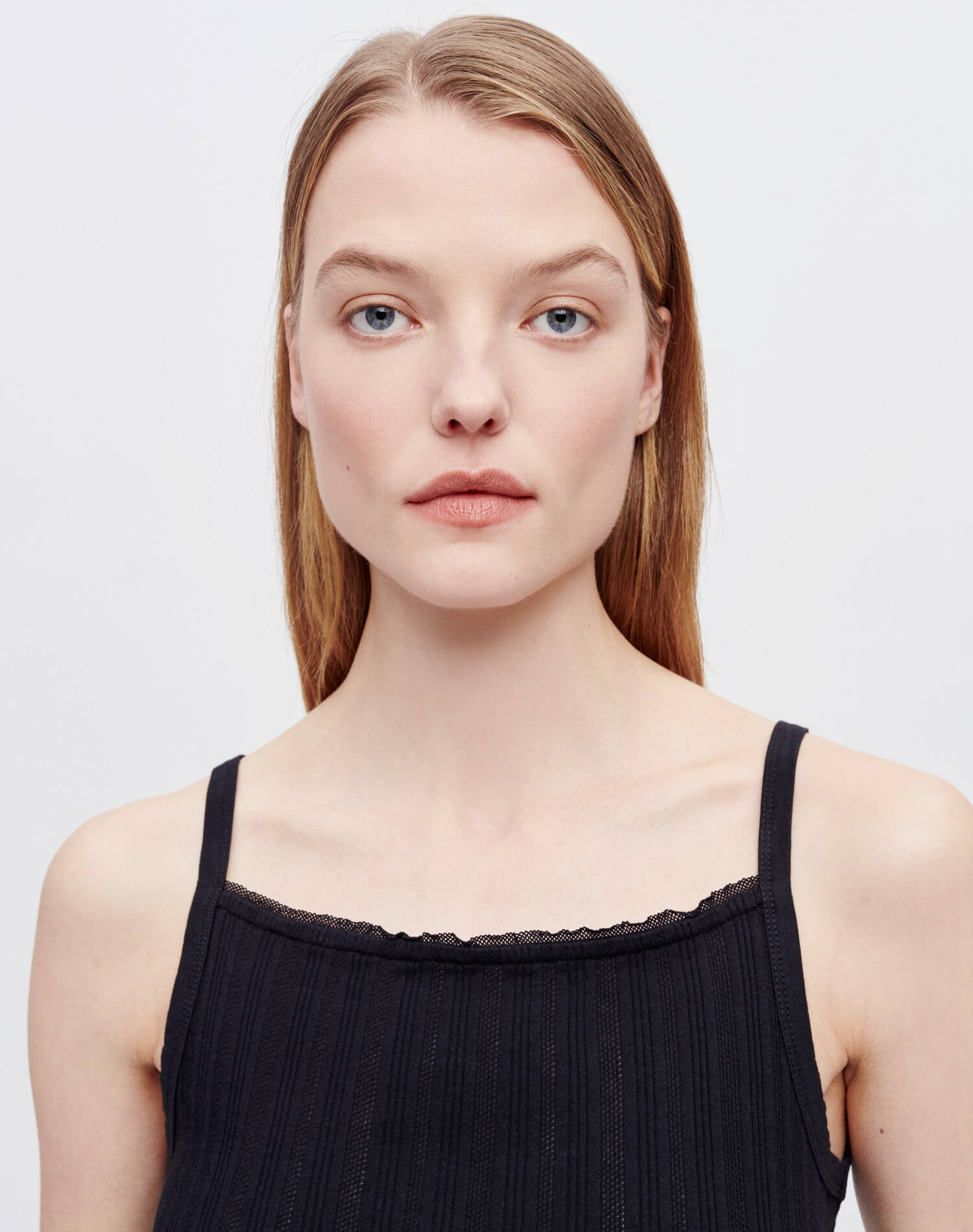 Hanes Pointelle Square Neck Tank - Black