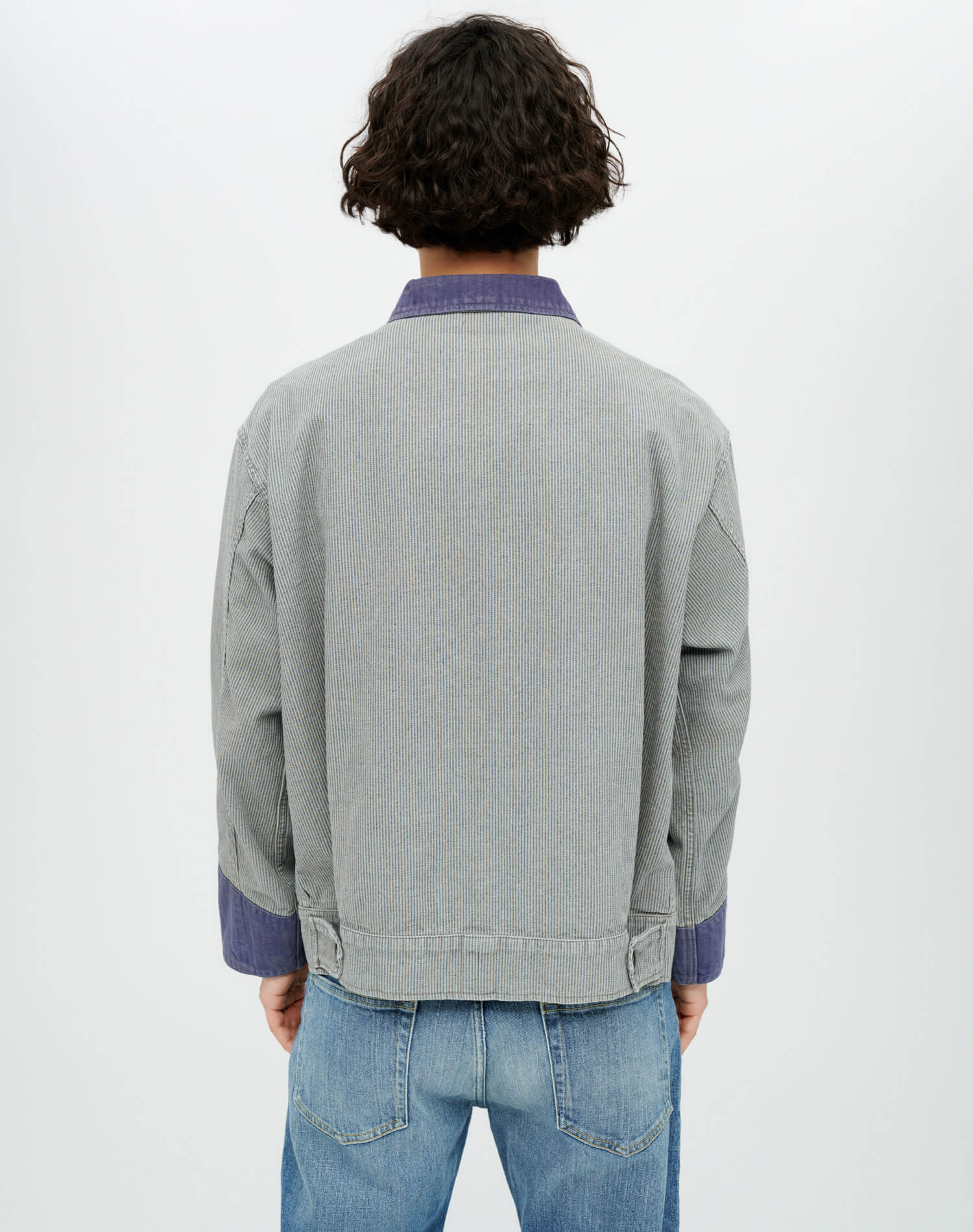 Milk Man Jacket - Cement Pin Stripe Navy