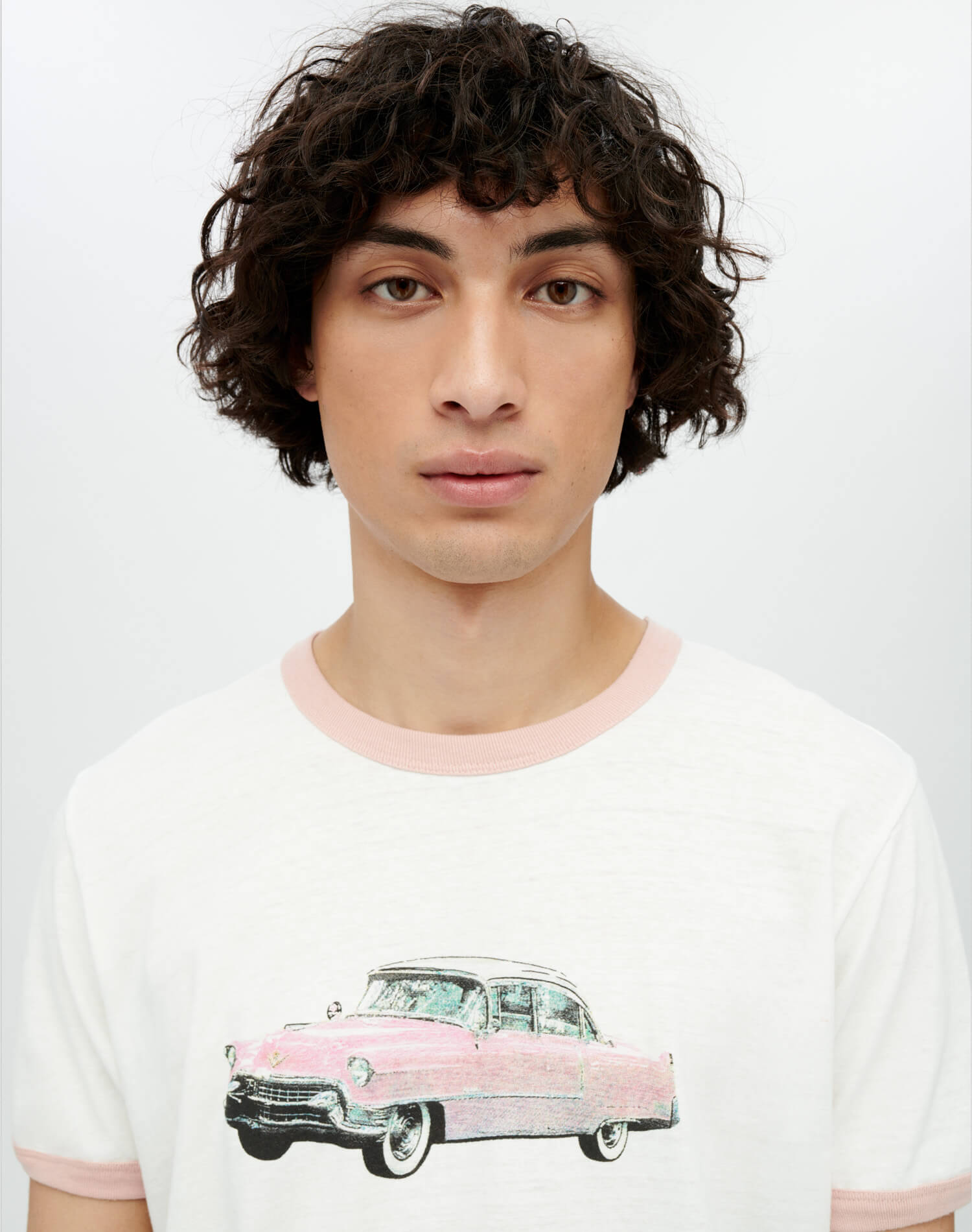 Ringer "Pink Caddy" Tee - Old White Pink