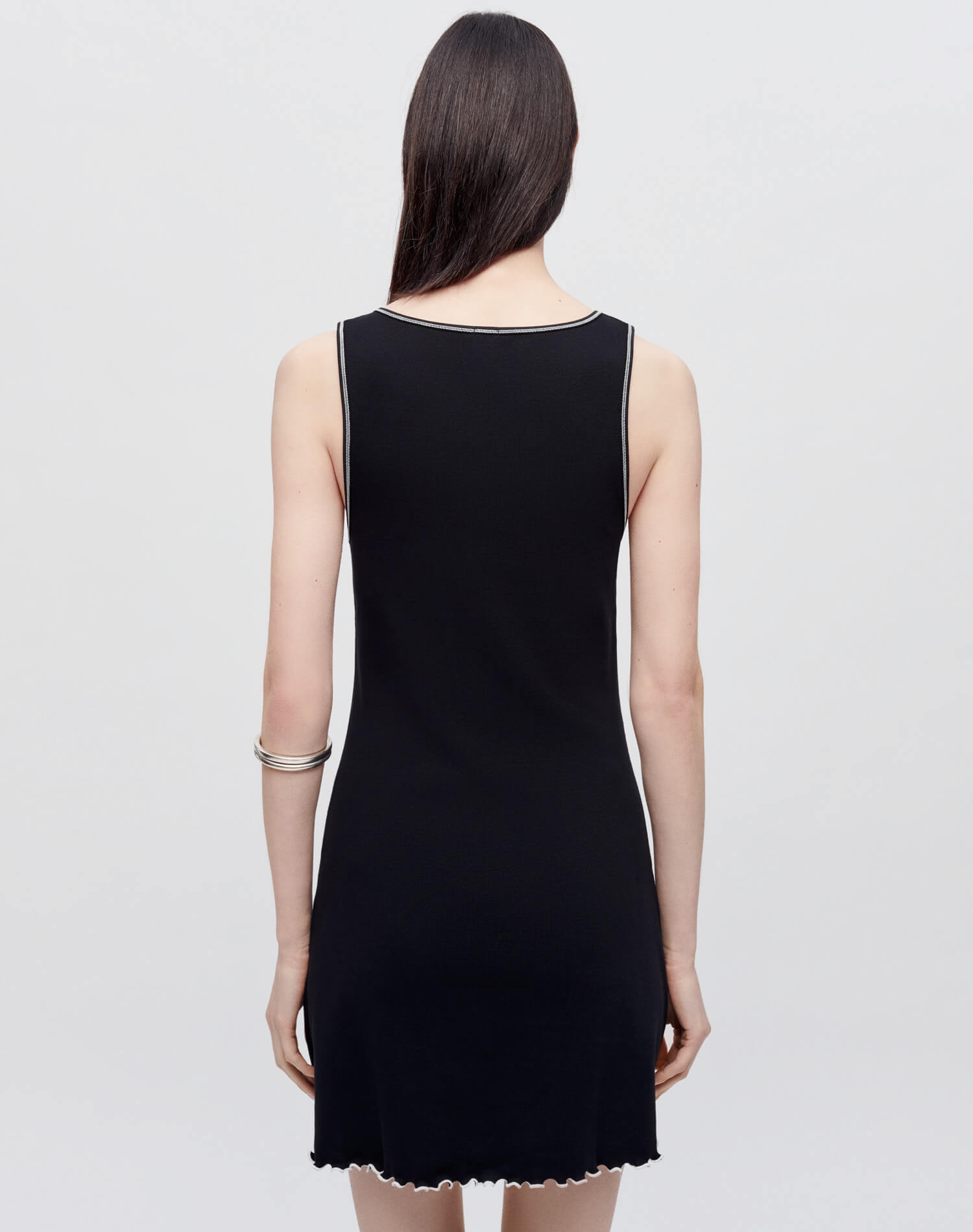 Sporty Contrast Dress - Black With White