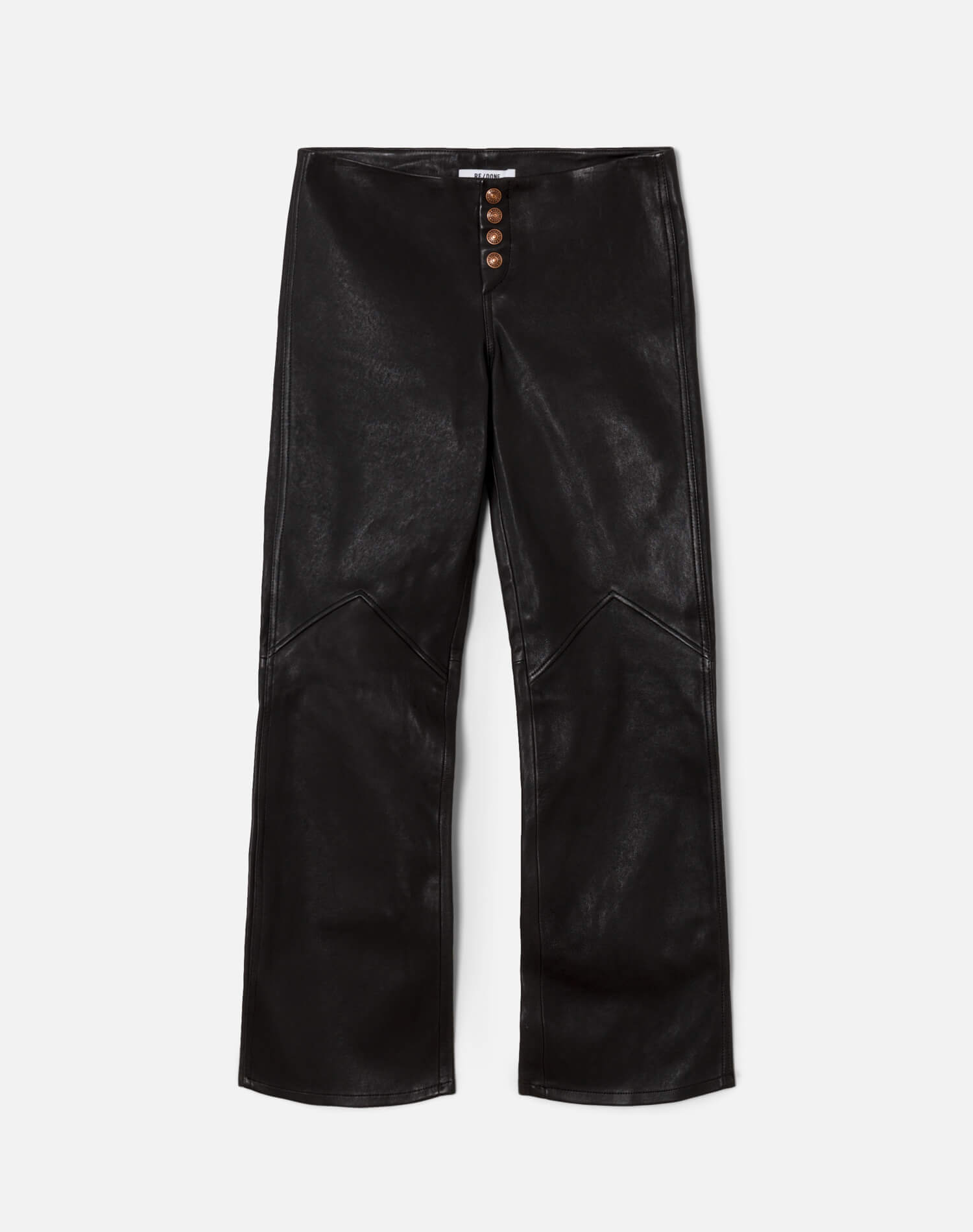 Leather Snap Front Crop Boot Pant - Black Leather