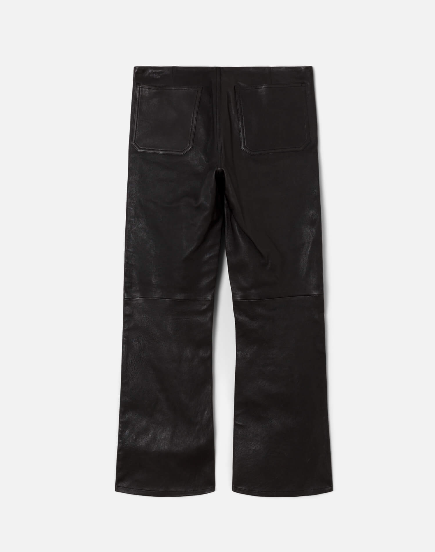 Leather Snap Front Crop Boot Pant - Black Leather