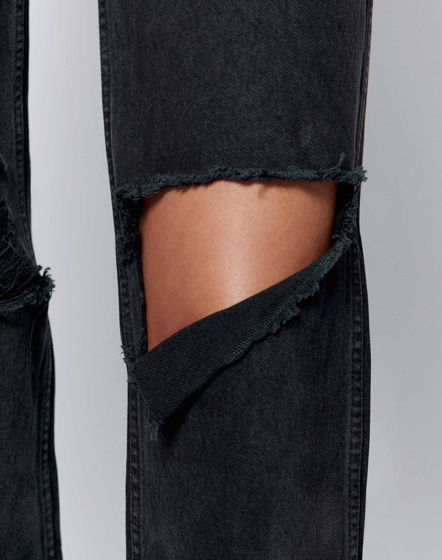 High Rise Loose - Washed Black with Rips