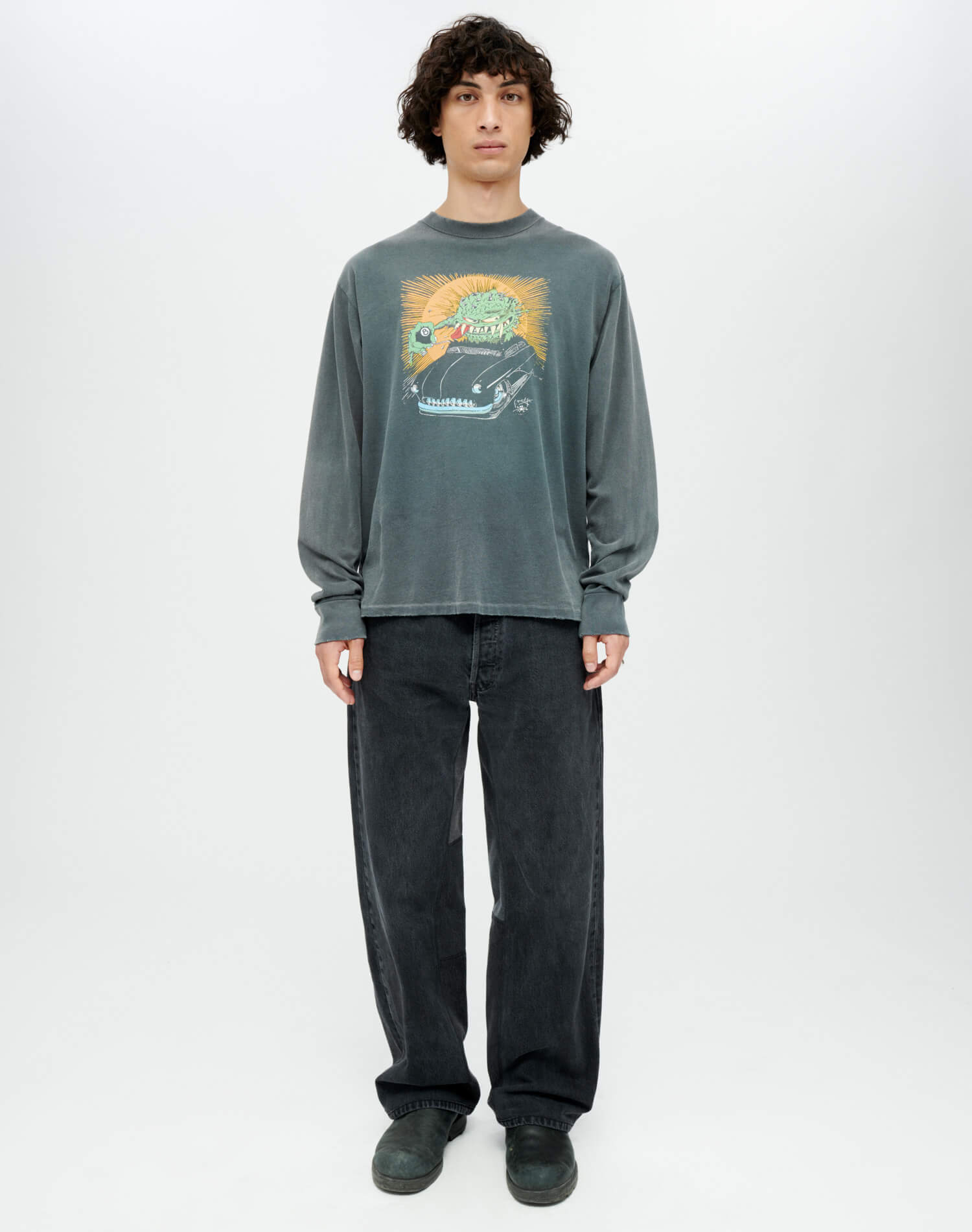Long Sleeve "Warthead" Tee - Sun Faded Black