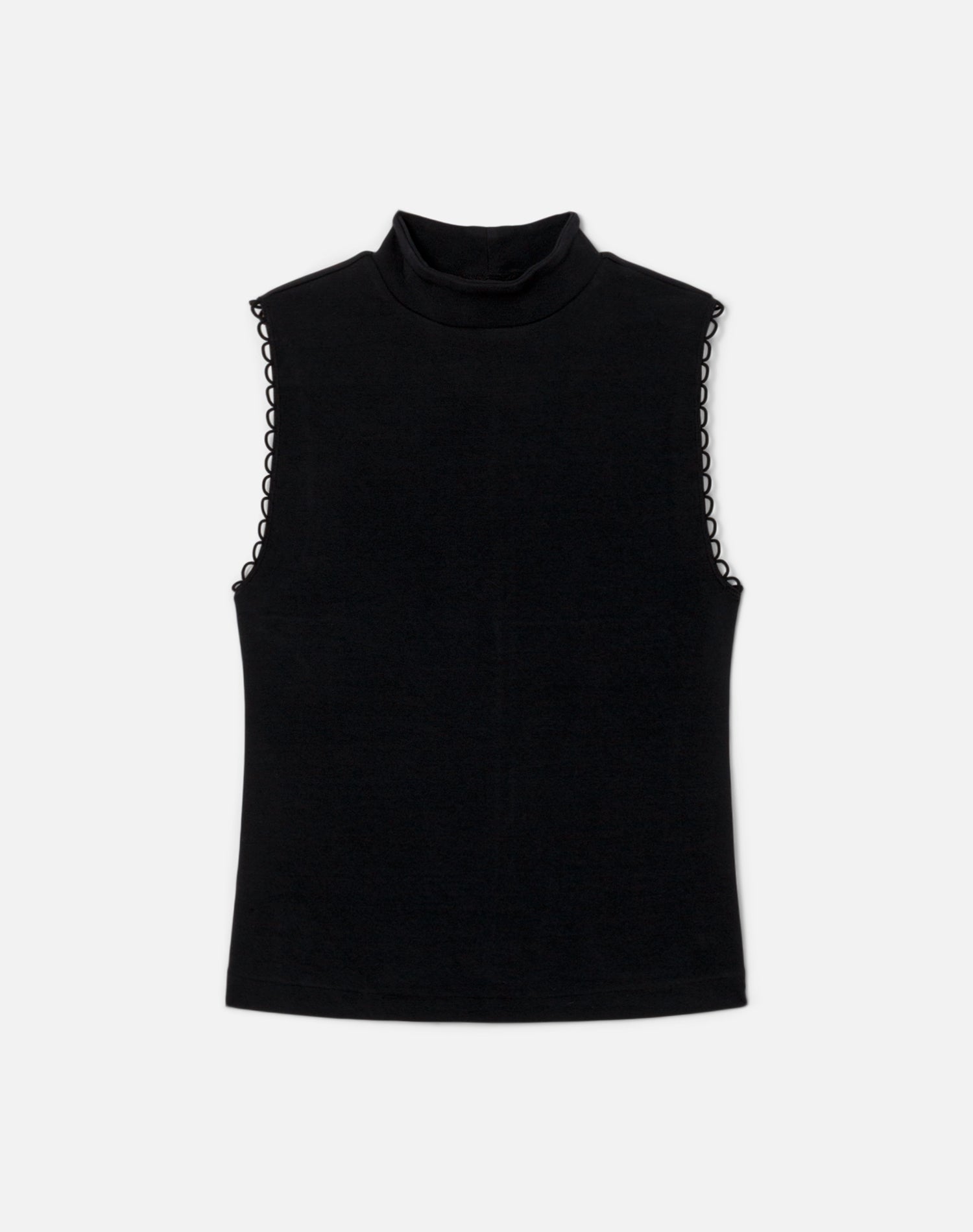 Mock Neck Scallop Tank - Black