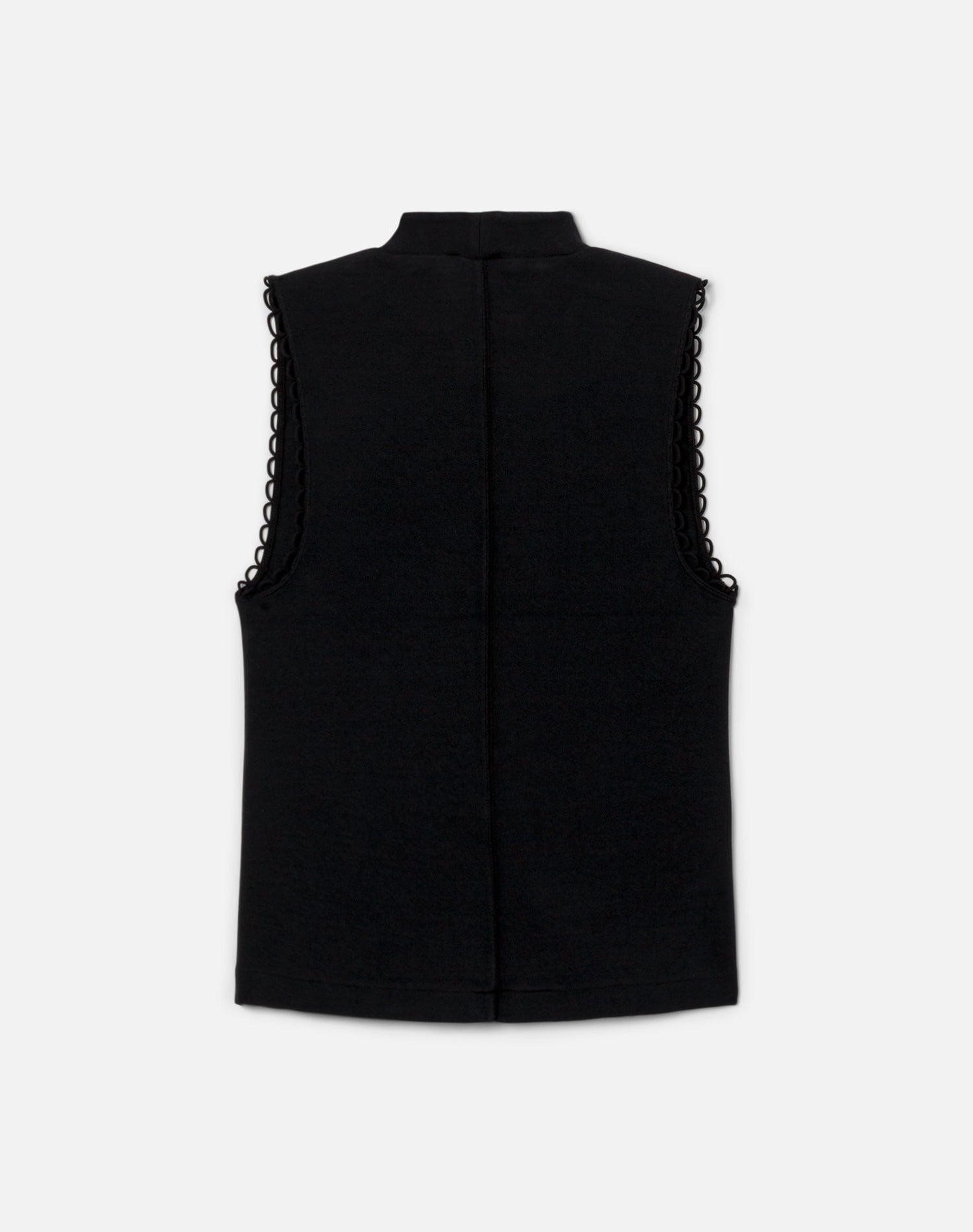 Mock Neck Scallop Tank - Black