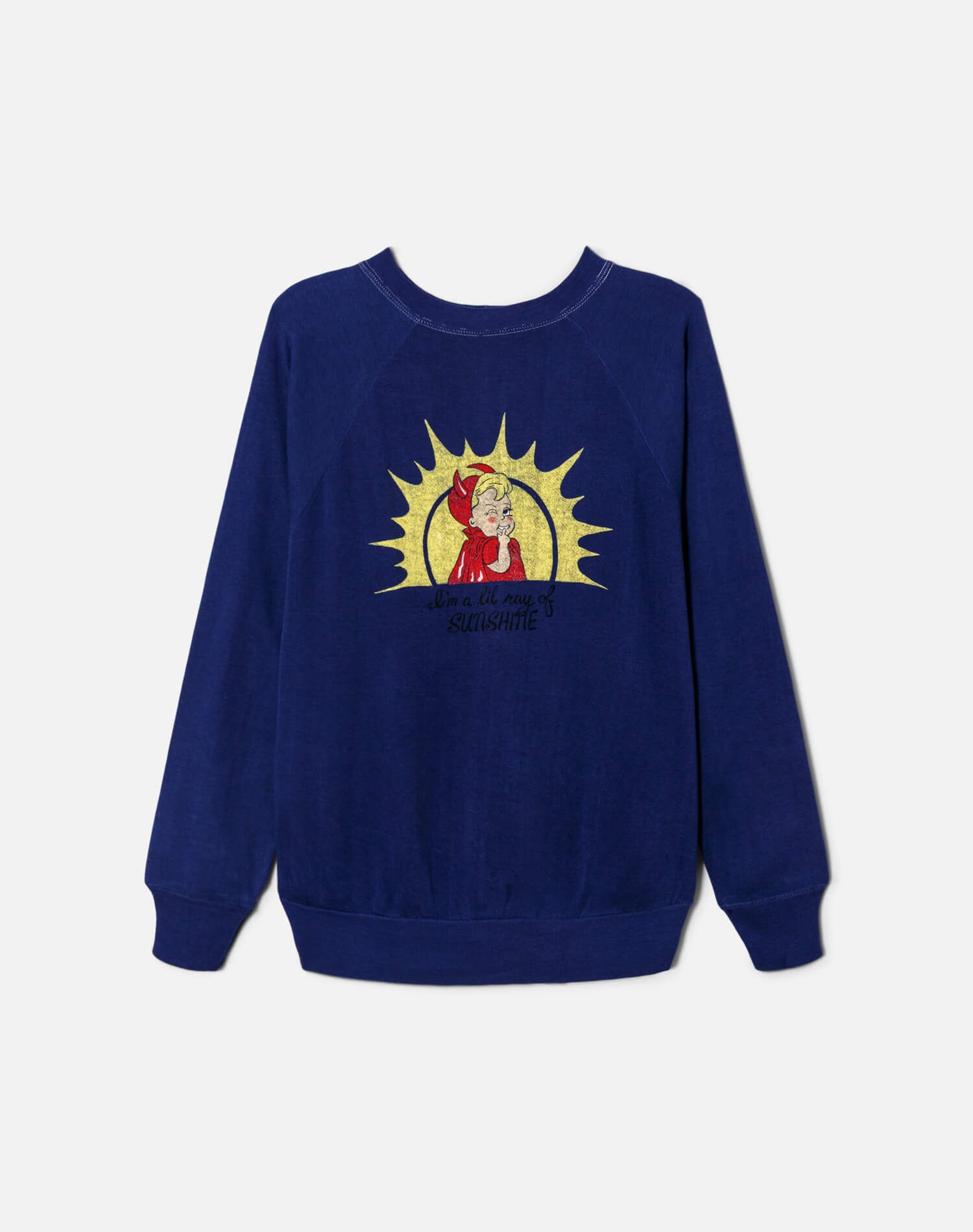 Upcycled "Ray of Sunshine" Sweatshirt - Dark Blue