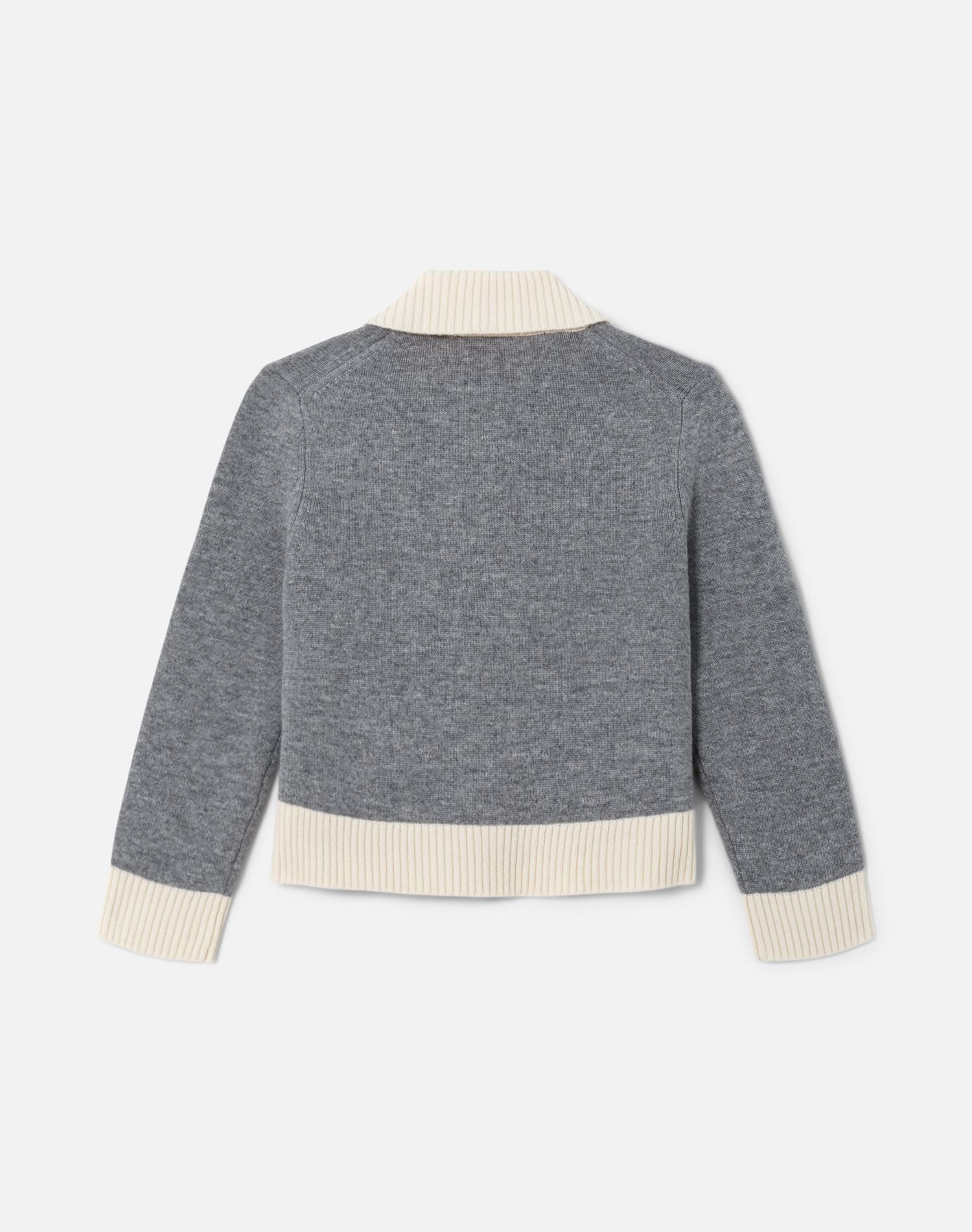 Pearl Contrast Cardi - Heather Grey Ivory