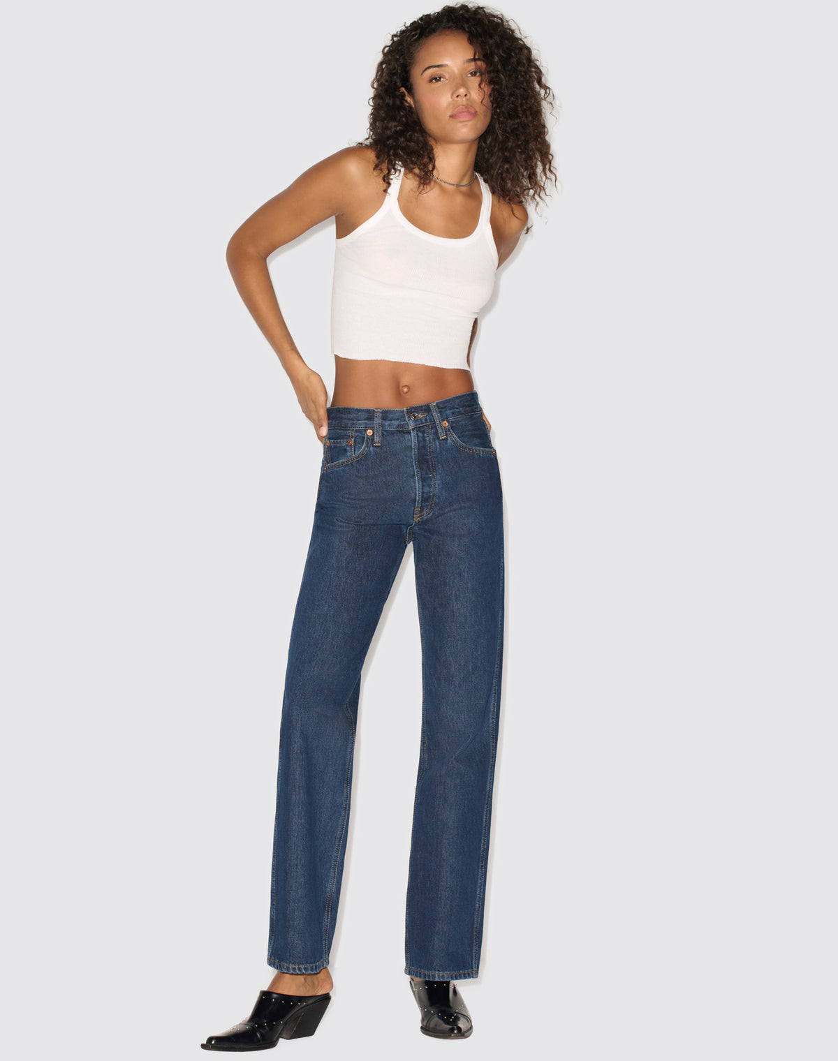 Hanes Cropped Ribbed Tank - Optic White