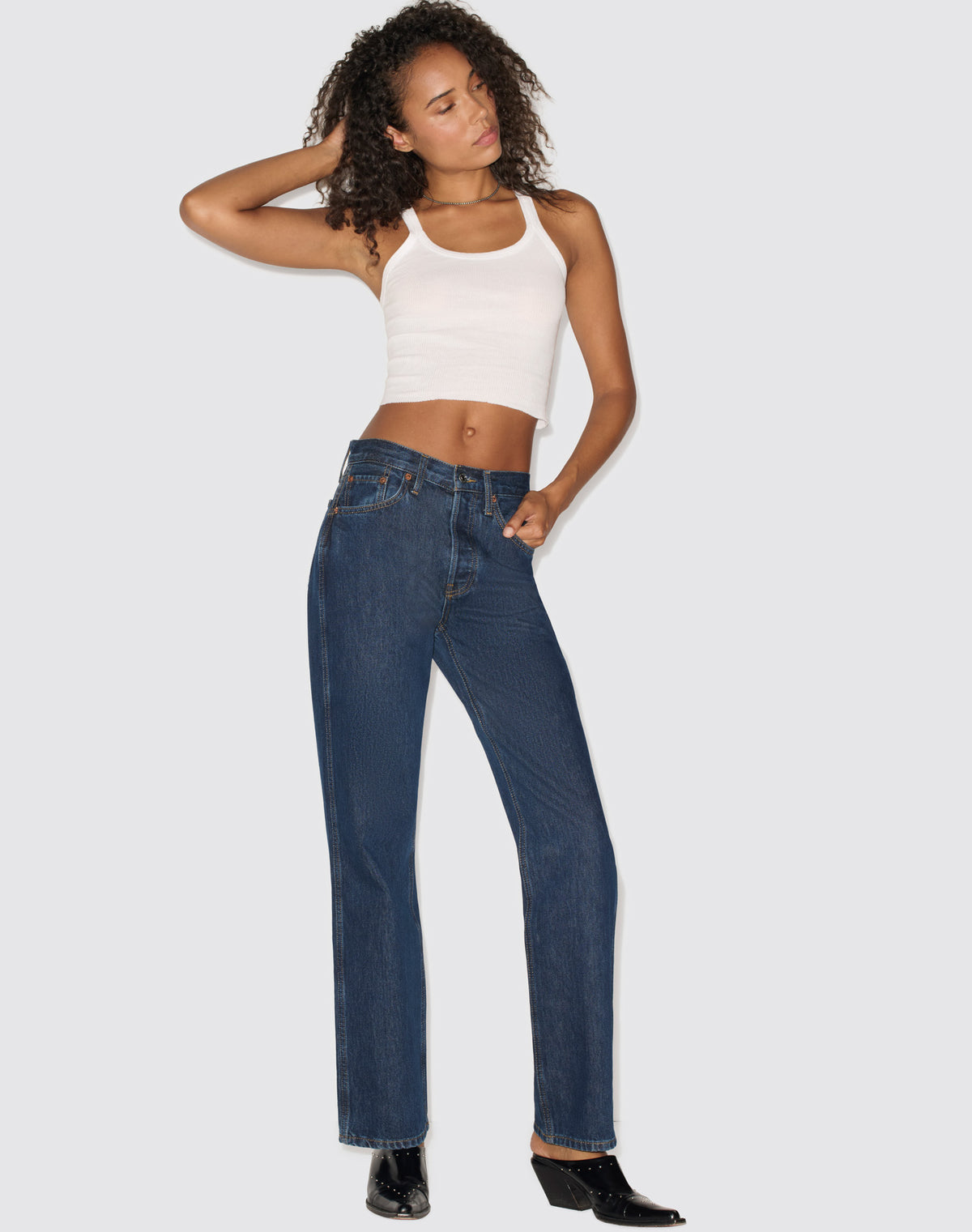 Hanes Cropped Ribbed Tank - Optic White