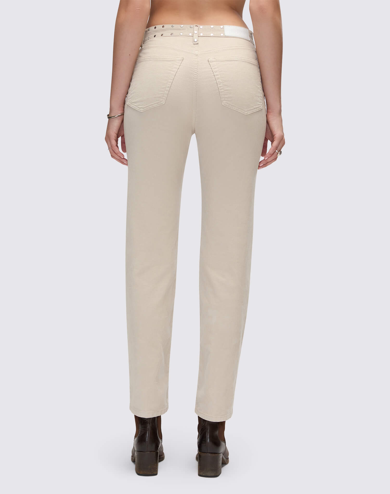 Comfort Stretch Corduroy 70s Stove Pipe - Vintage Pearl Stud