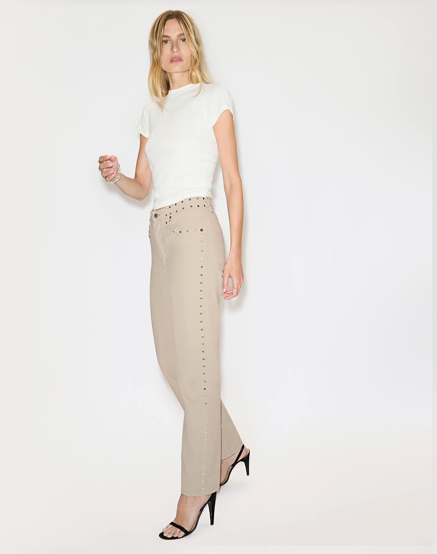 Comfort Stretch Corduroy 70s Stove Pipe - Vintage Pearl Stud