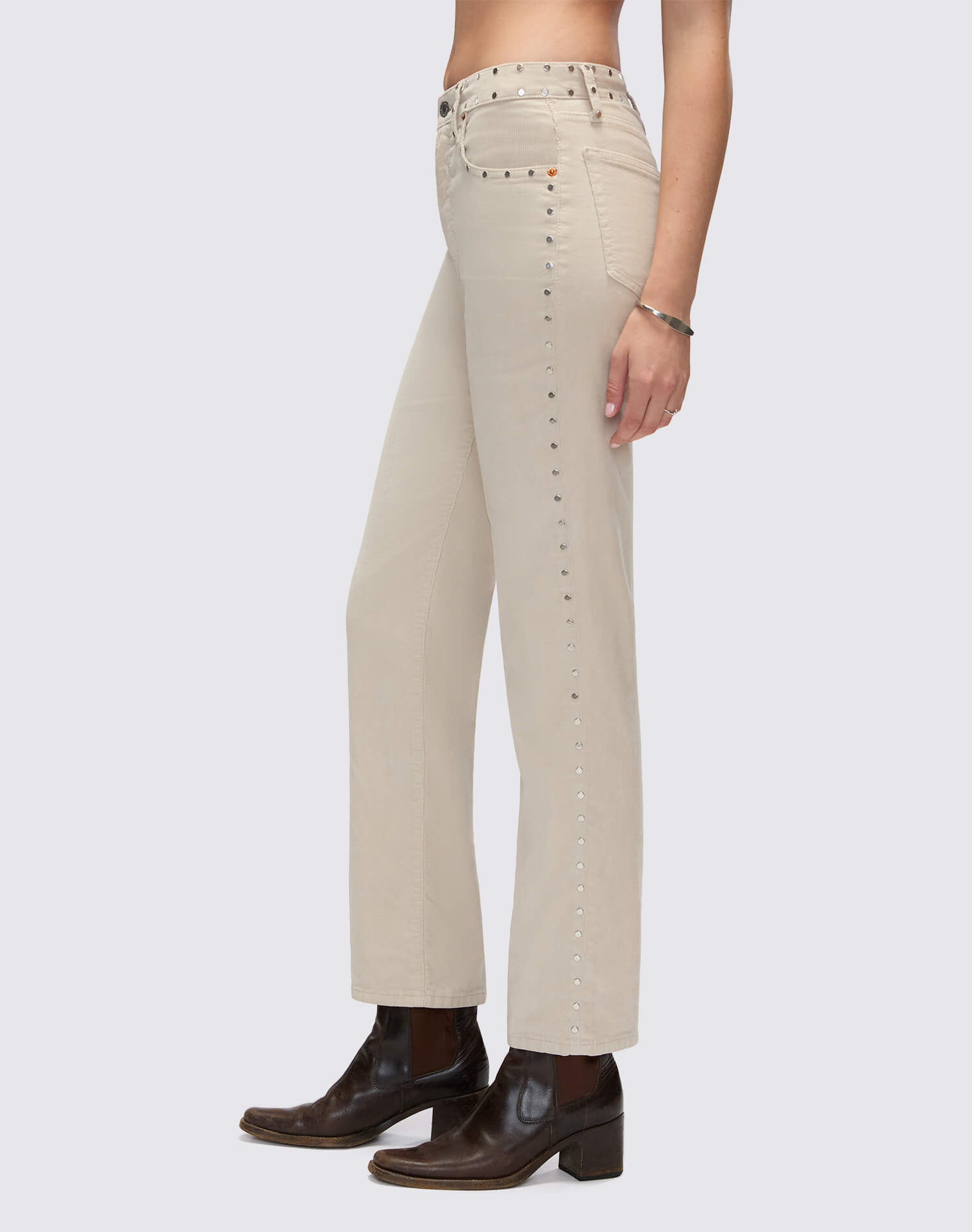 Comfort Stretch Corduroy 70s Stove Pipe - Vintage Pearl Stud