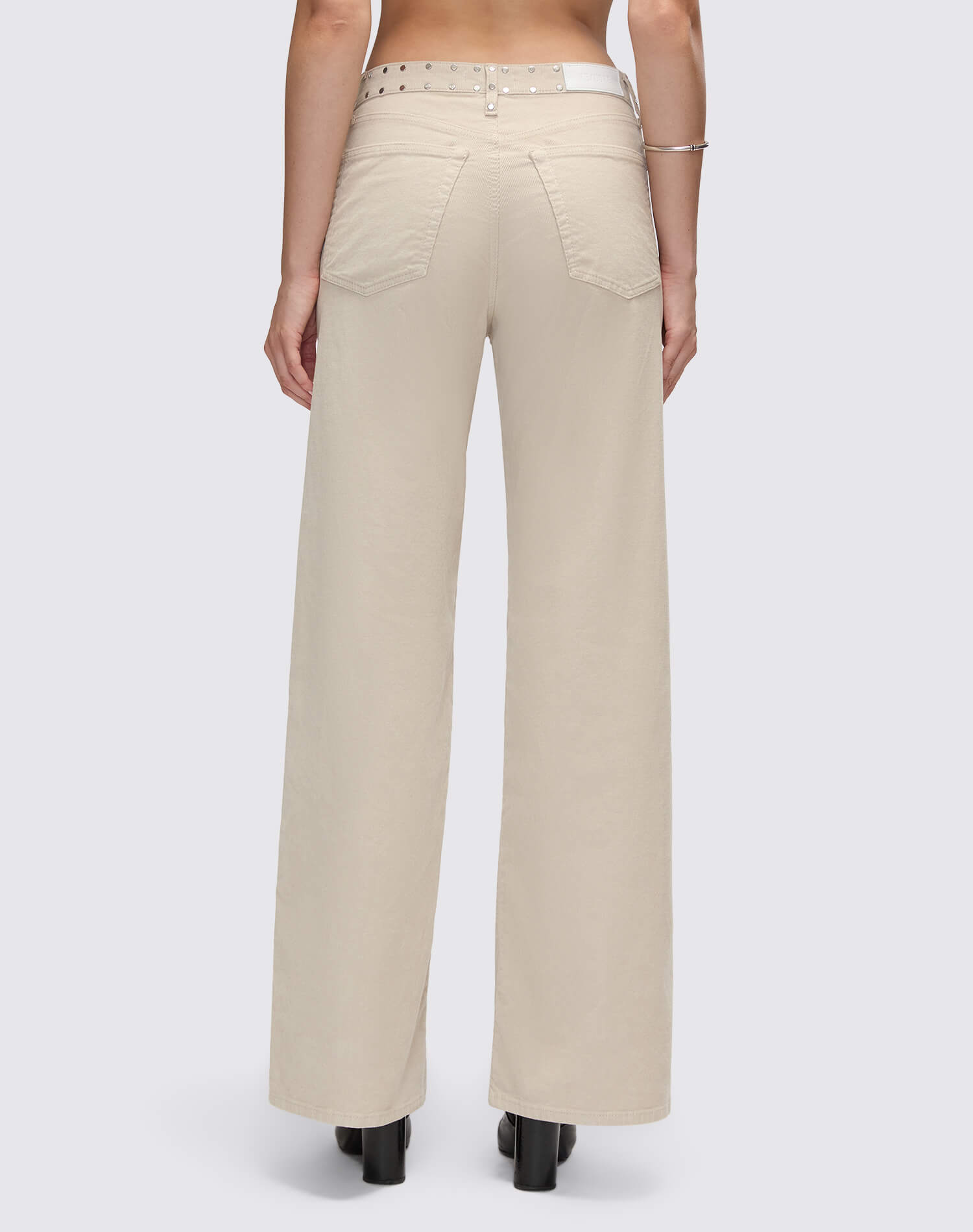 Comfort Stretch Corduroy High Rise Wide Leg - Vintage Pearl Stud