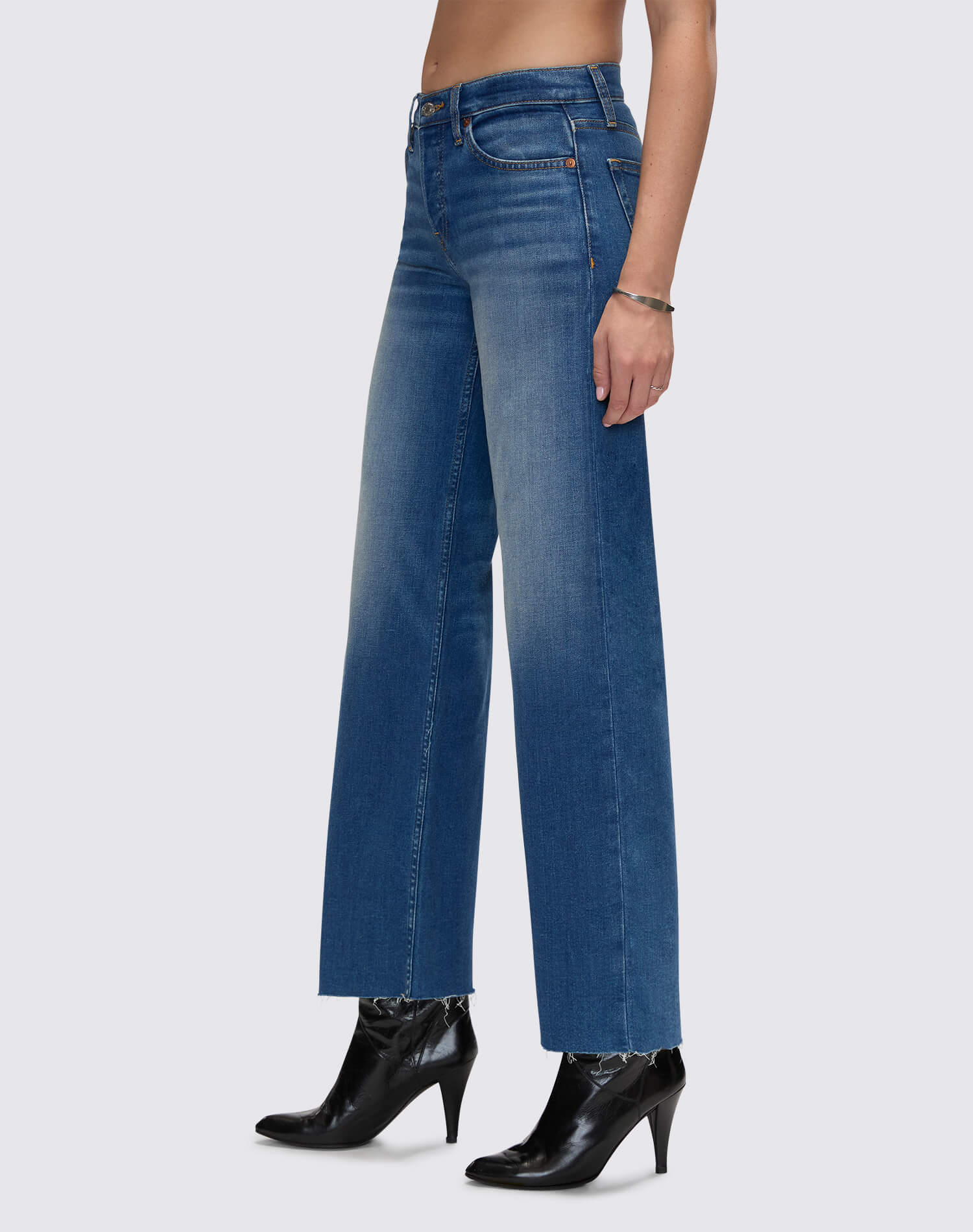 Comfort Stretch Mid Rise Wide Leg Crop - Viper Blue