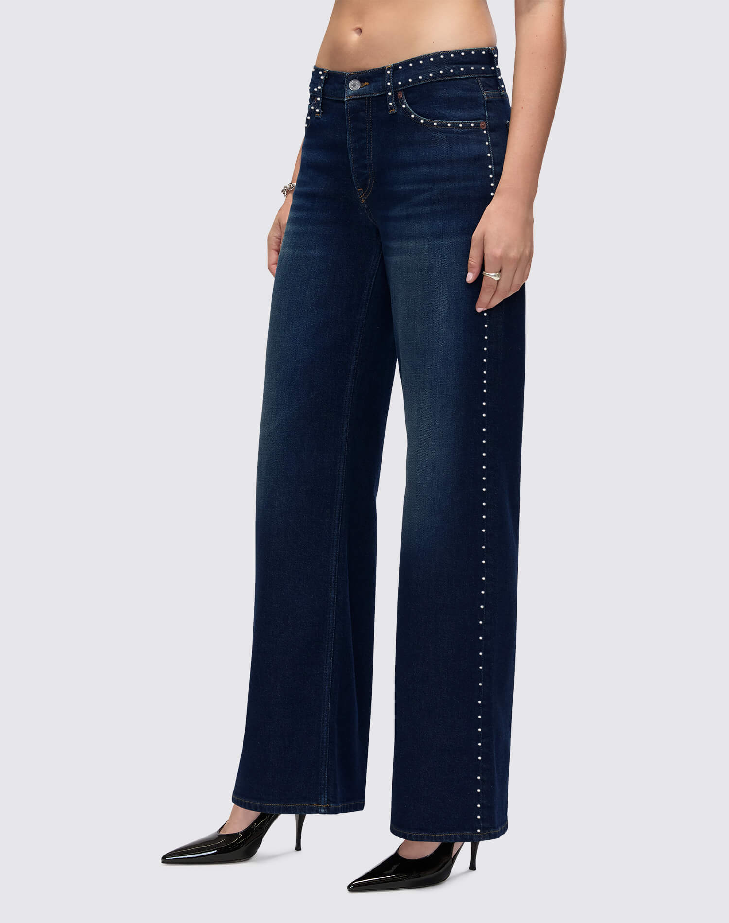 Comfort Stretch Studded Mid Rise Wide Leg - Barely Worn Stud