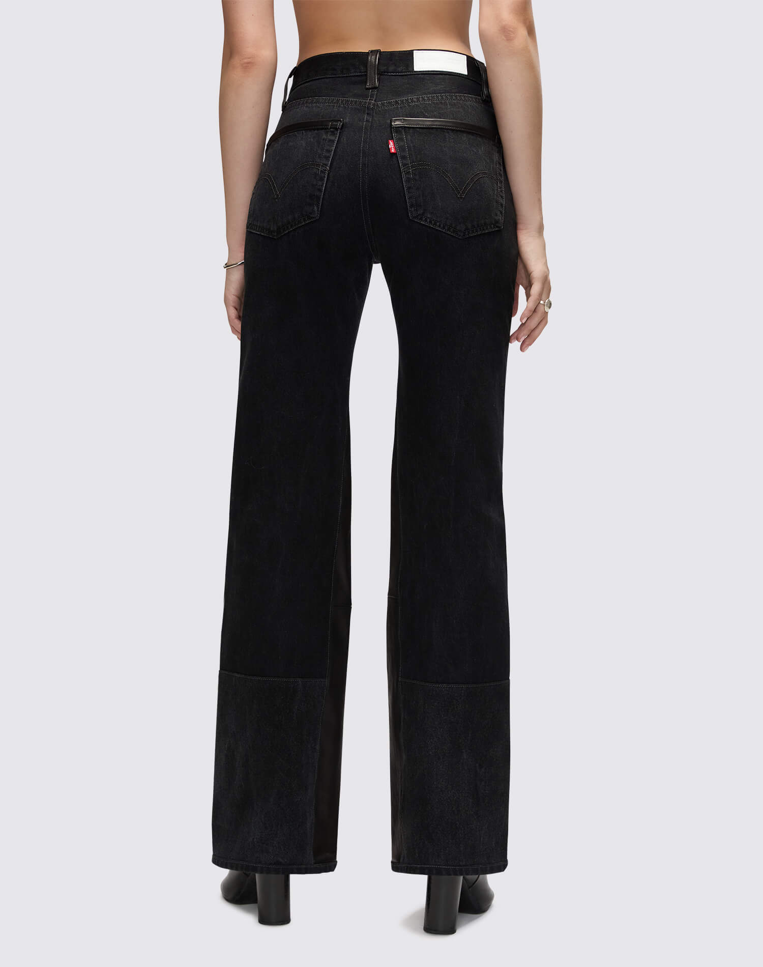 Levi's High Rise Wide Leg  - Black Leather