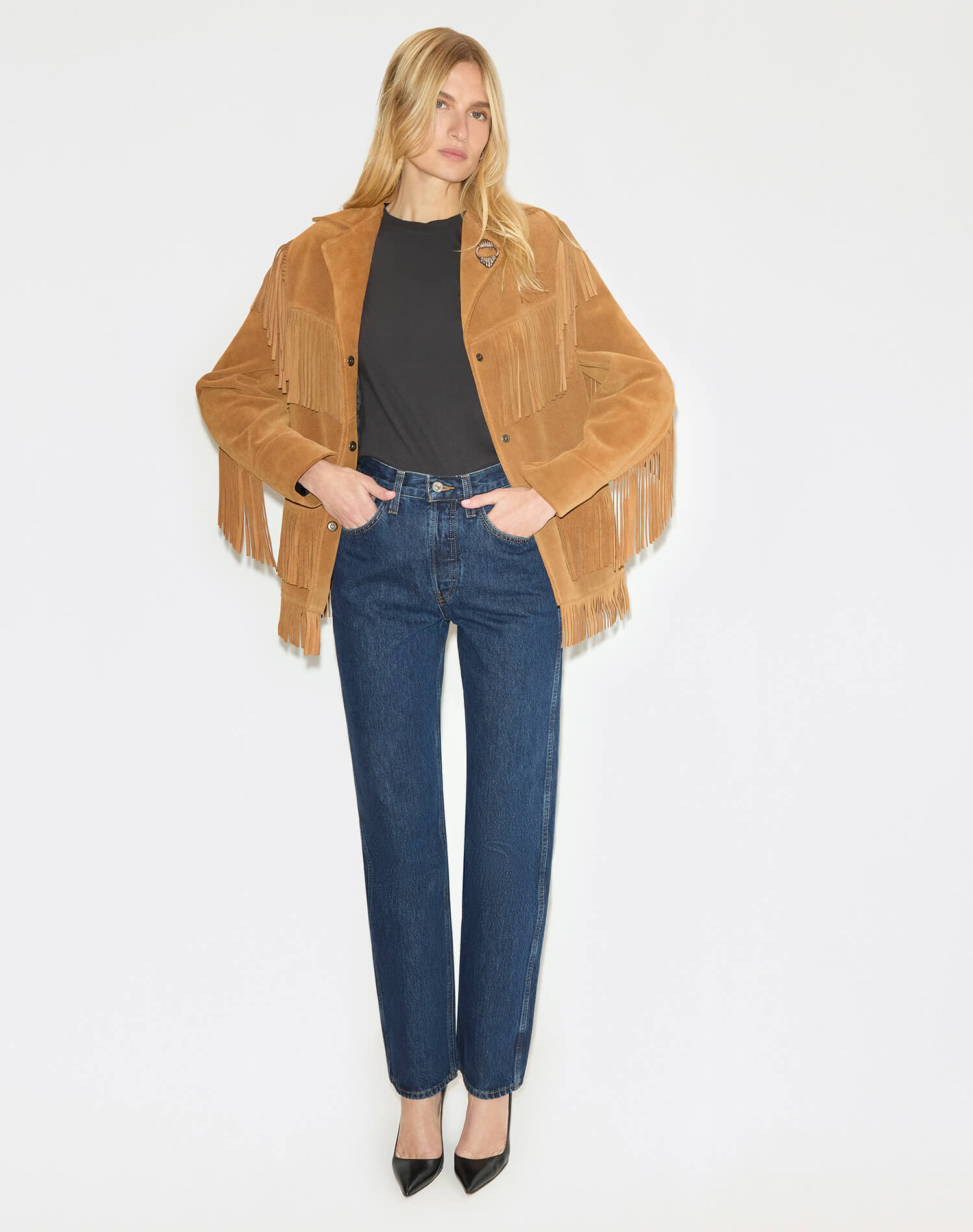 Suede Fringe Jacket - Tan