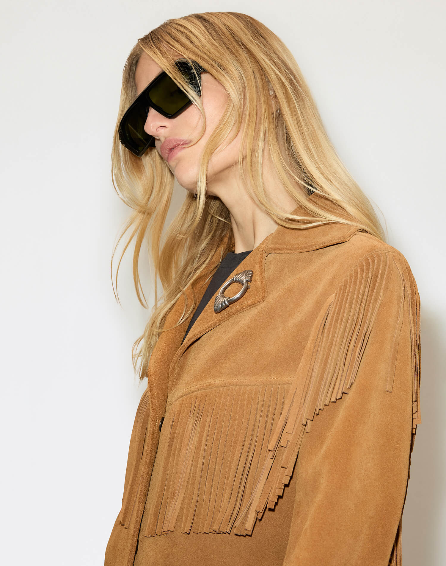 Suede Fringe Jacket - Tan