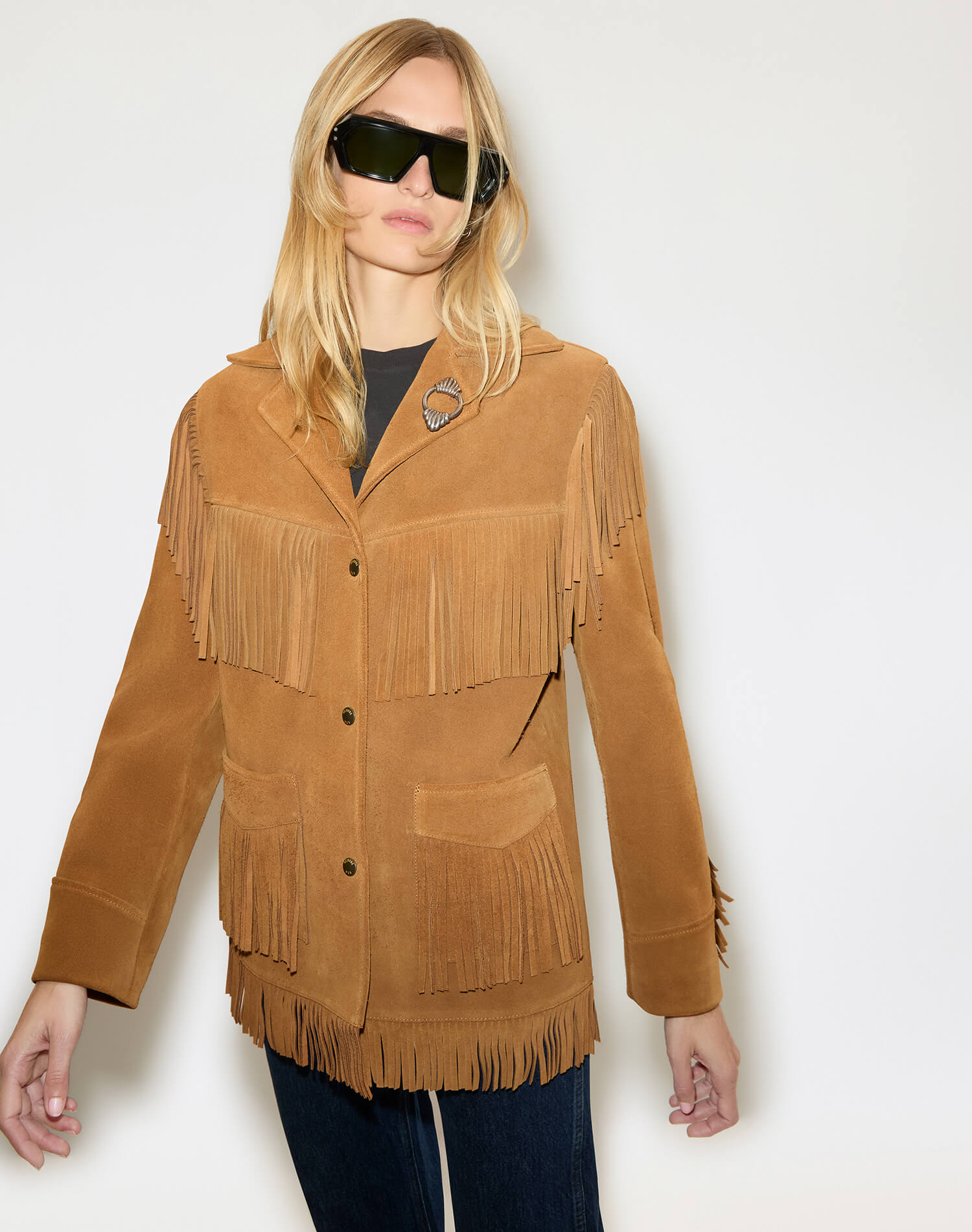 Suede Fringe Jacket - Tan