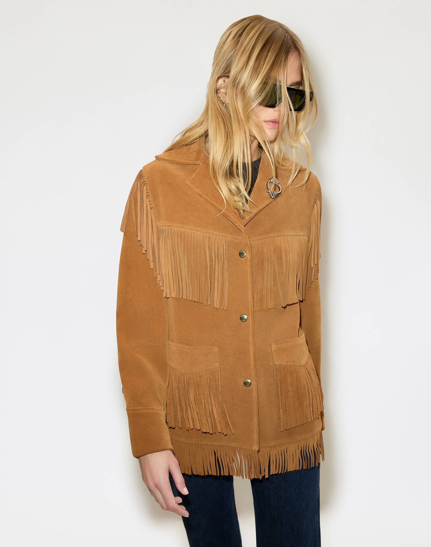 Suede Fringe Jacket - Tan