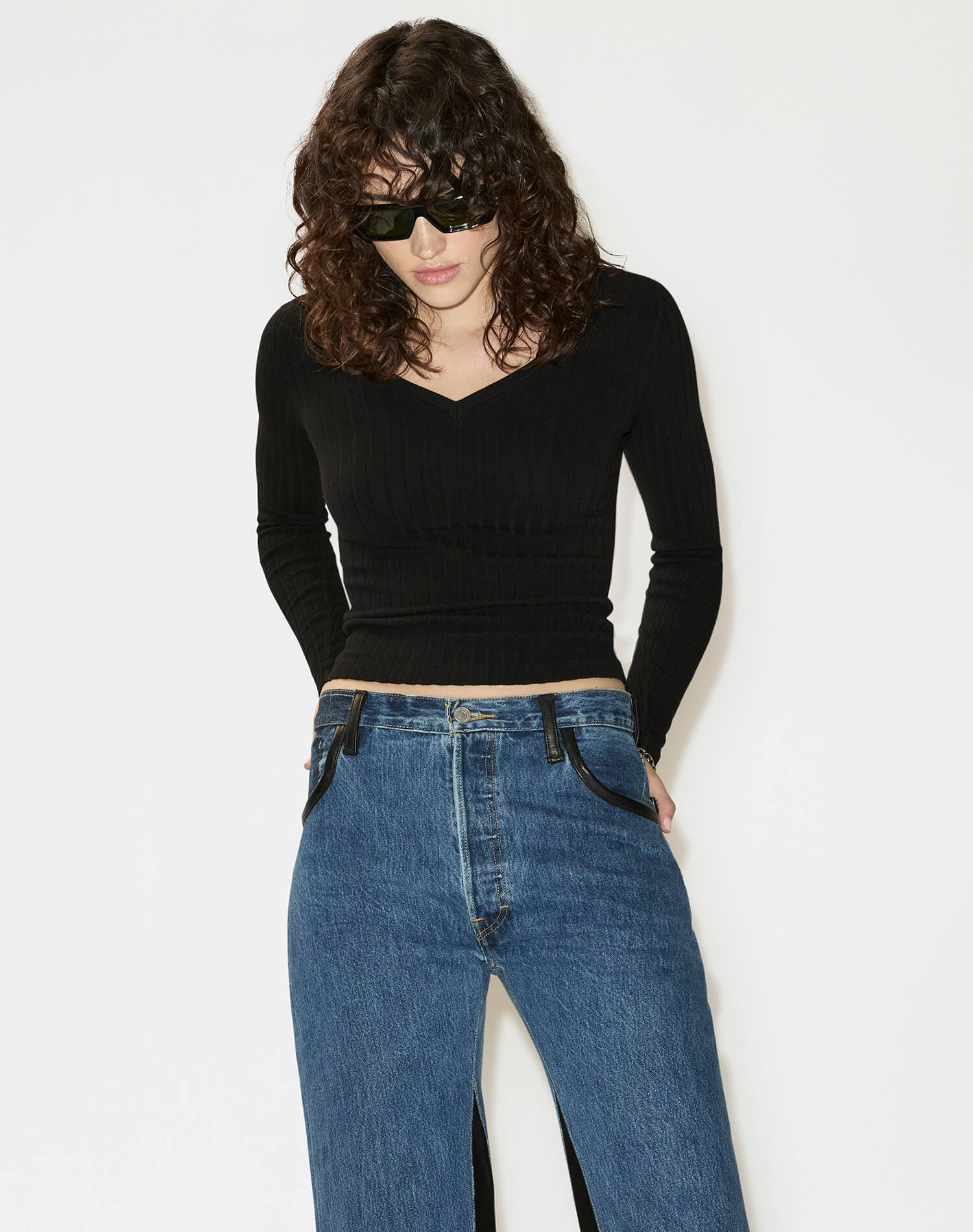 Hanes Hemp V Neck Baby Long Sleeve - Black