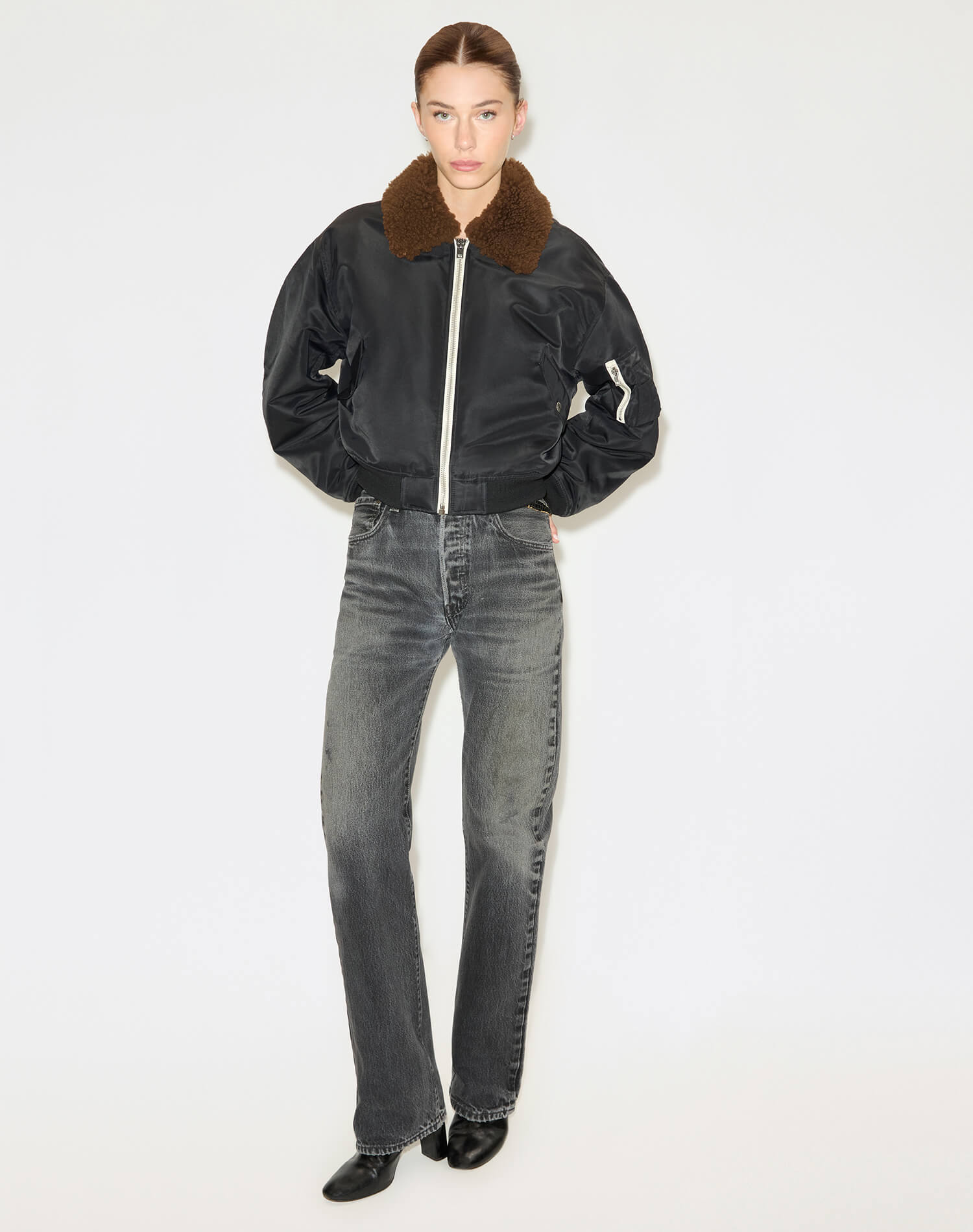s*z様 最終値下げ no mass prod FUR BOMBER JACKE Supreme Faux Fur Bomber Jacket Black Size Medium Spring Summer