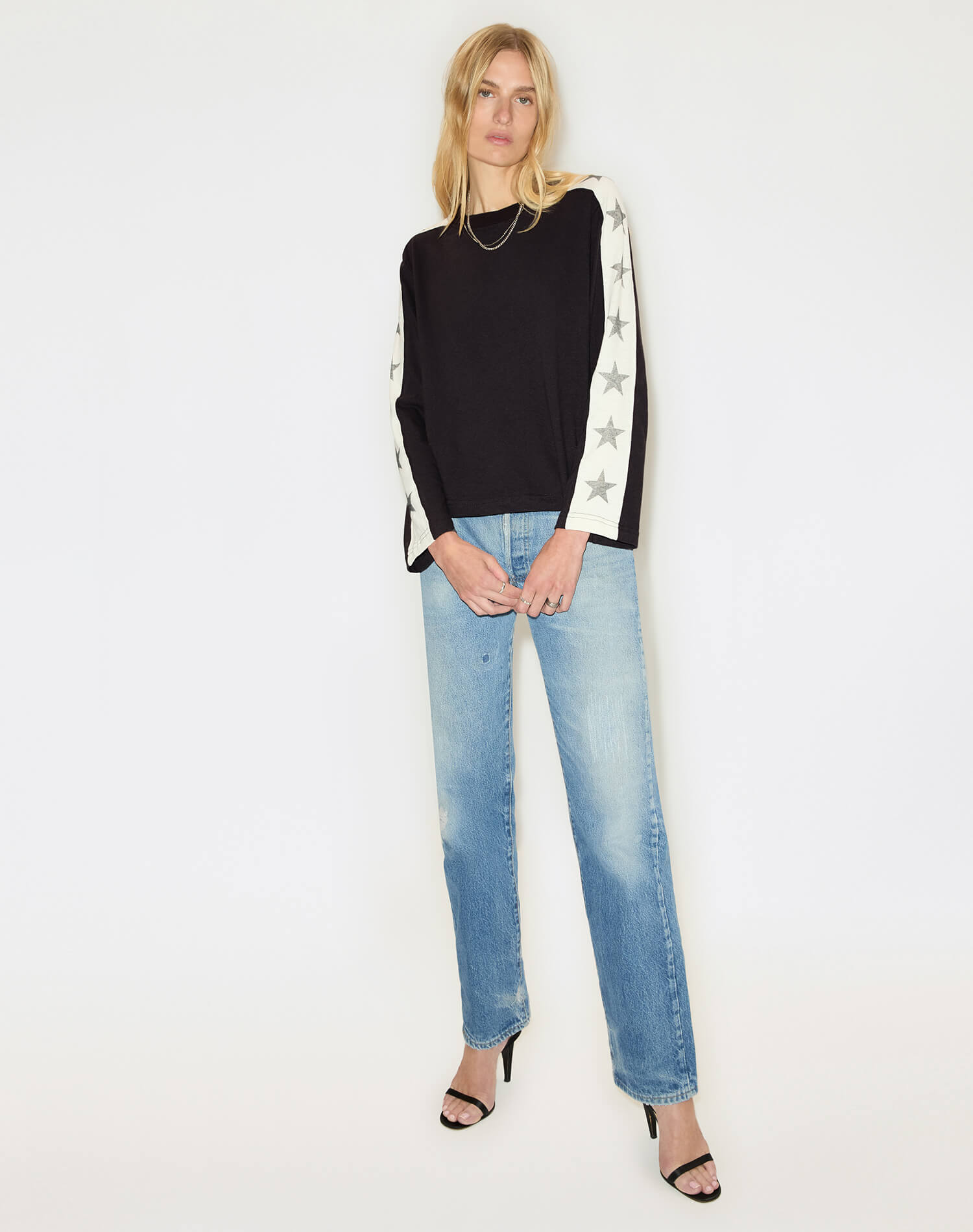 Star Contrast Long Sleeve Jersey - Washed Black