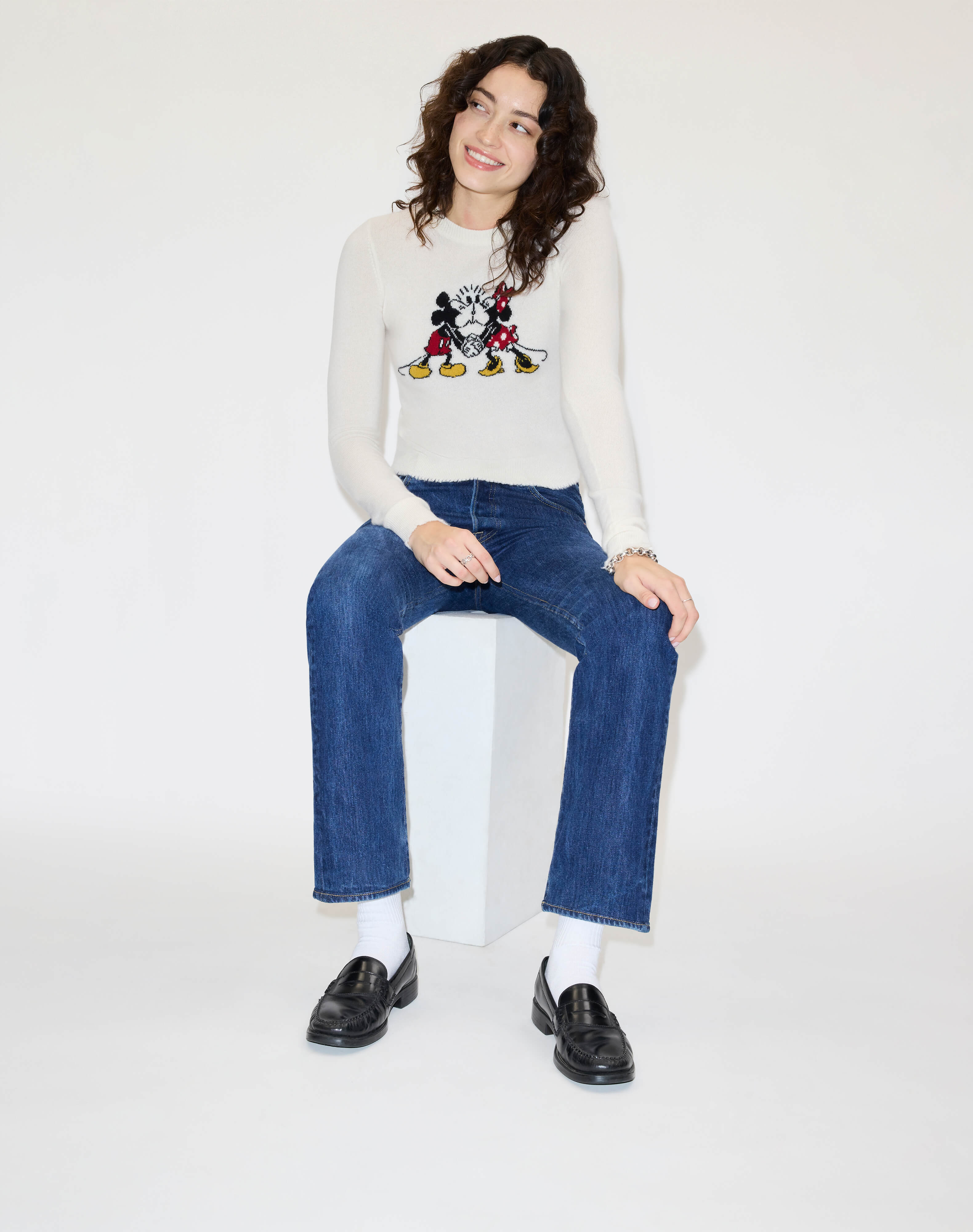 Cashmere "Mickey Mouse" Crewneck - Ivory Multi