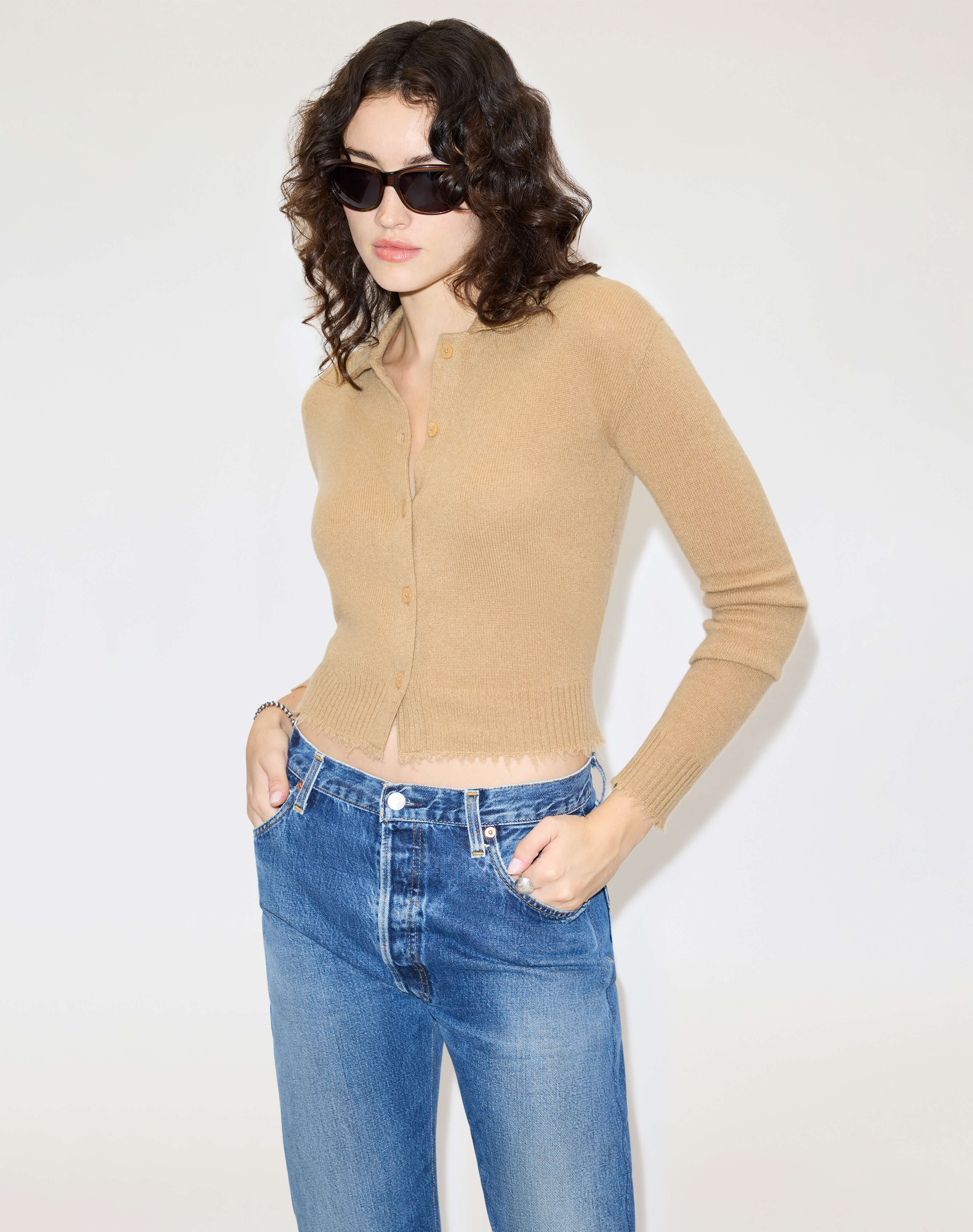 The Loose Polo Cardigan - Toffee