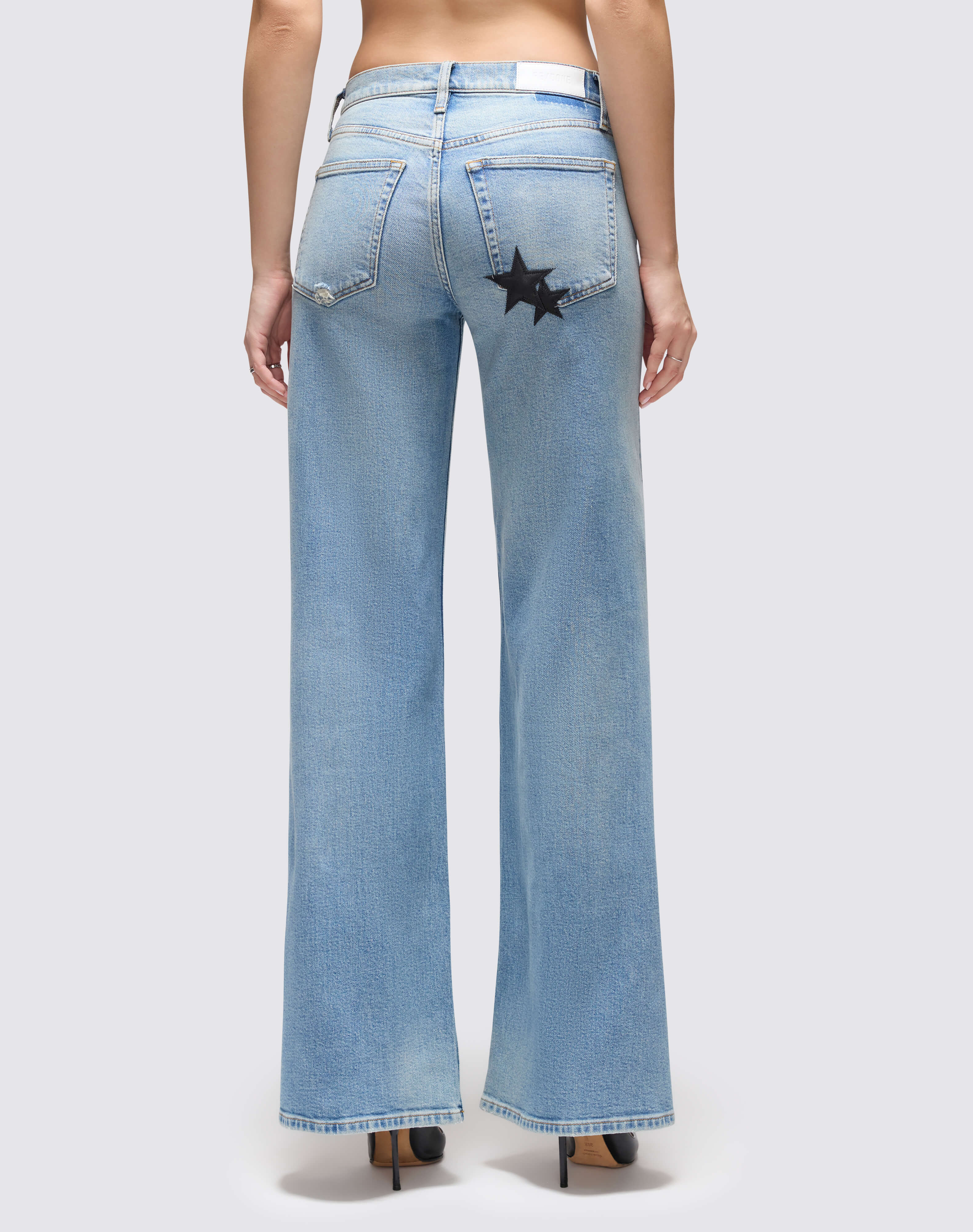 Comfort Stretch Mid Rise Wide Leg - Opal Indigo Star