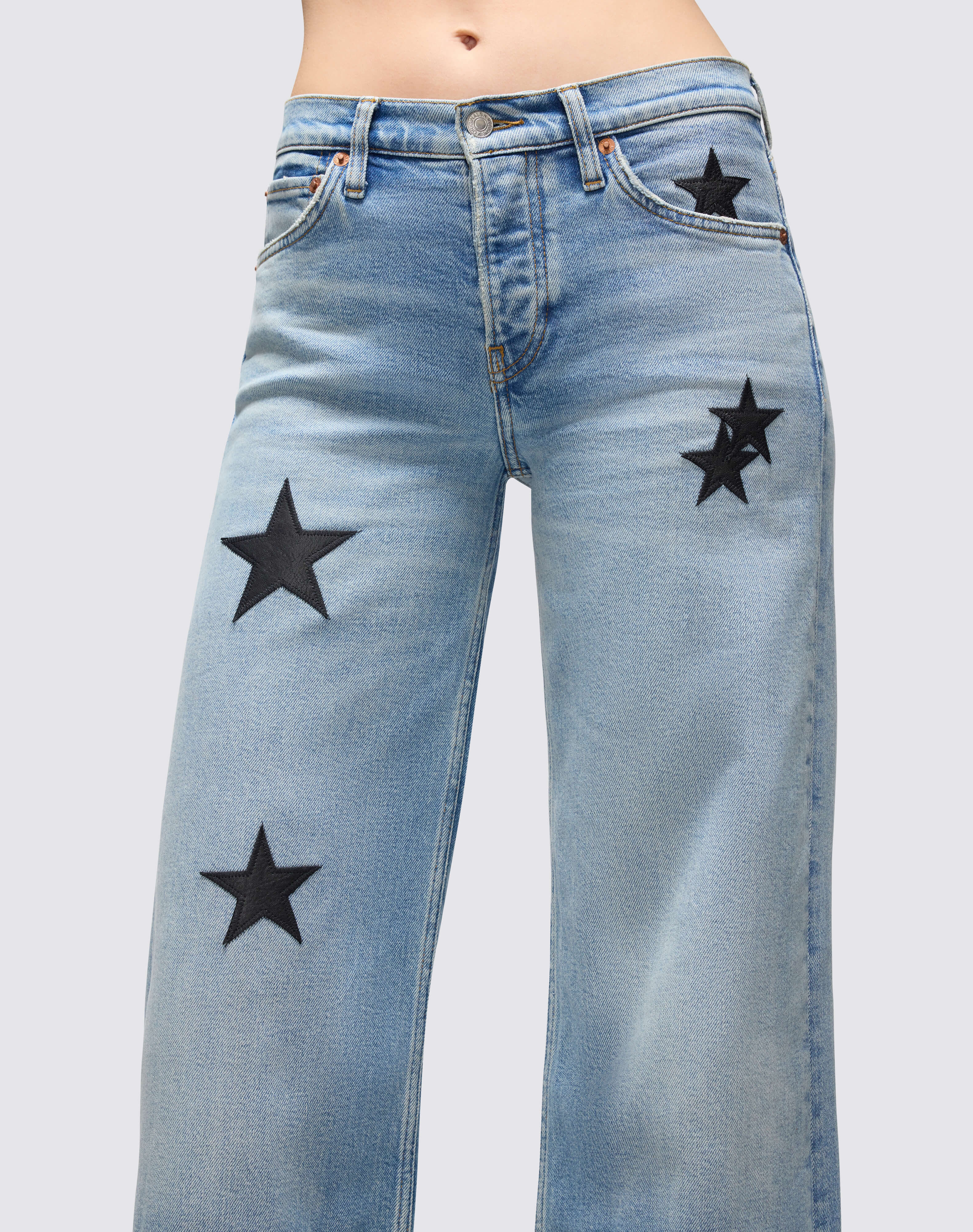 Comfort Stretch Mid Rise Wide Leg - Opal Indigo Star