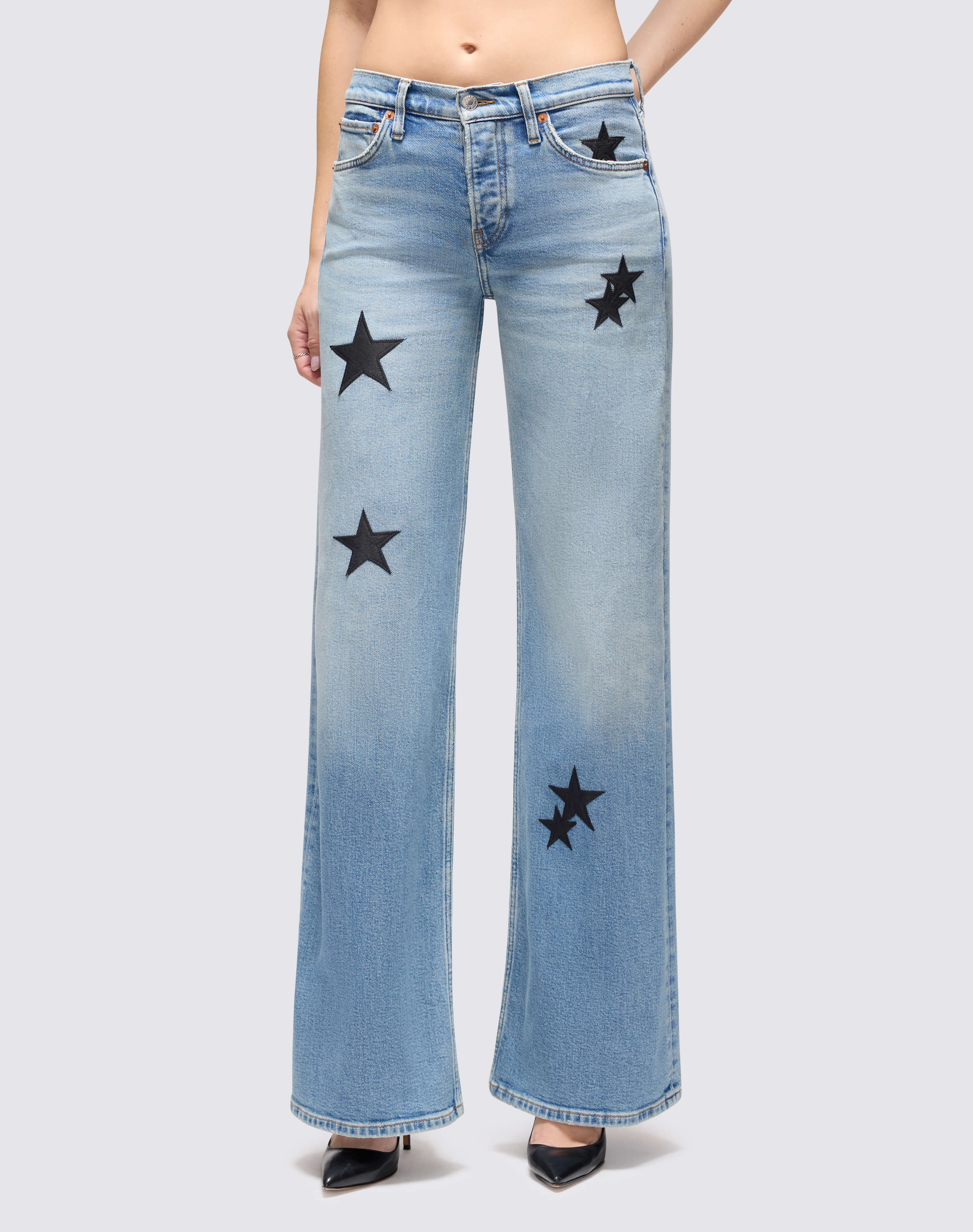 RE/DONE フレアデニム 27 RE/DONE SURPLUS | Comfort Stretch Mid Rise Wide Leg in Opal Indigo