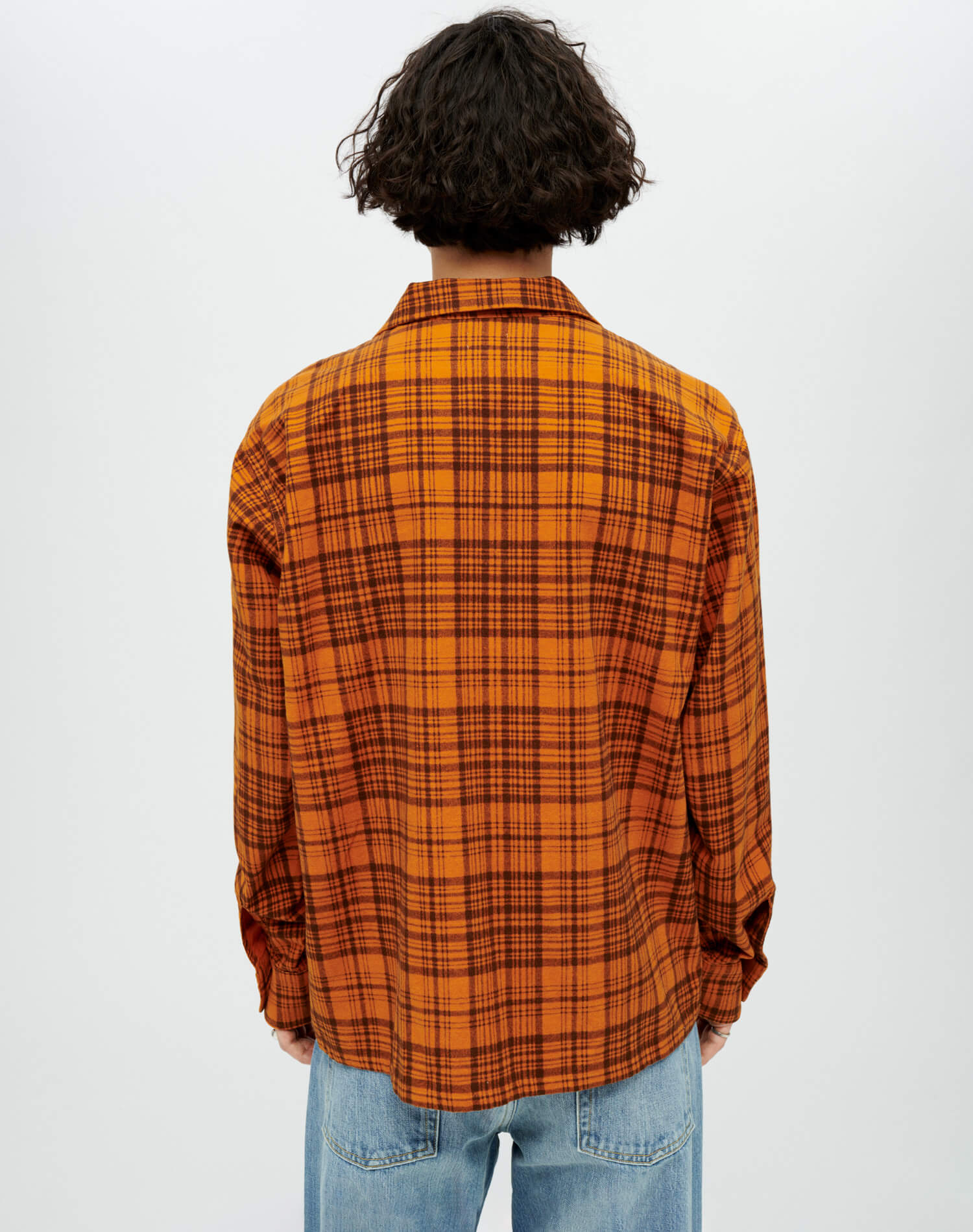 50s Plaid Straight Bottom Shirt - Marmalade Charcoal