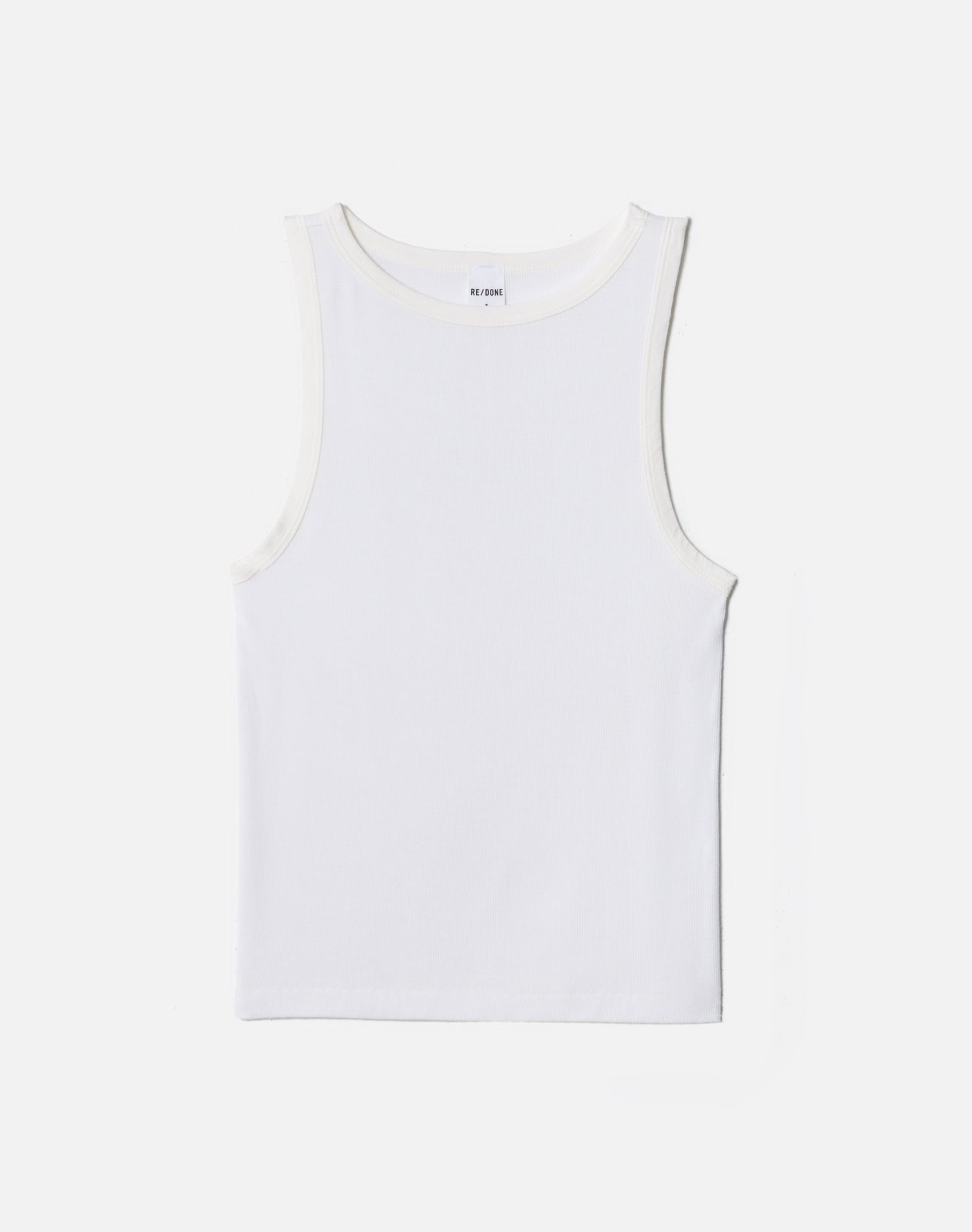 Ribbed High Neck Tank - Off White
