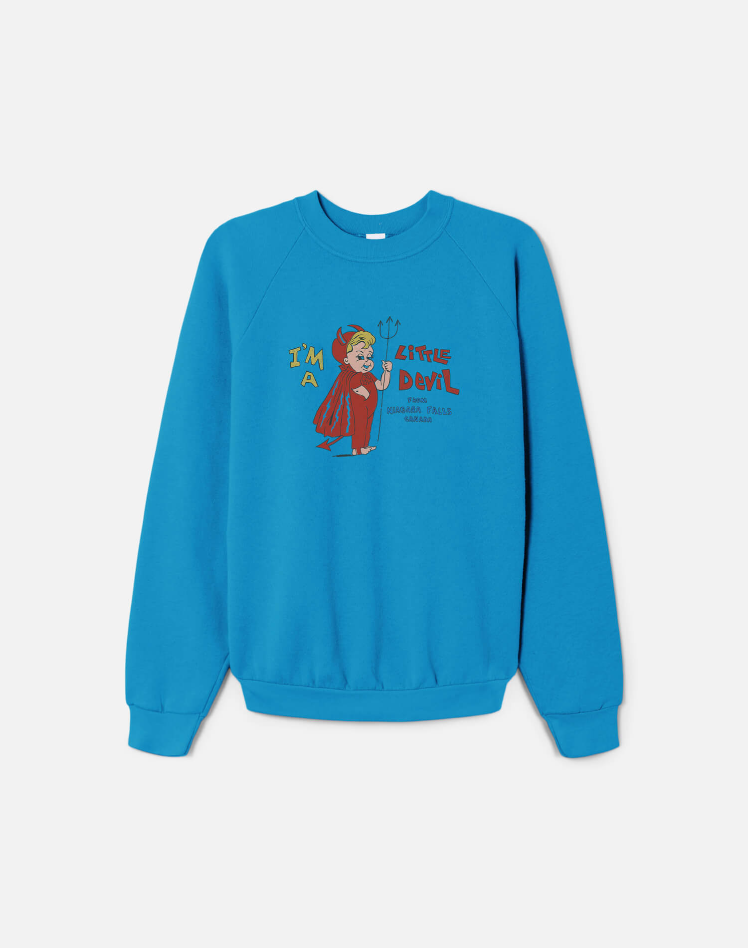 Upcycled "Little Devil" Sweatshirt in Sky Blue - 11229790