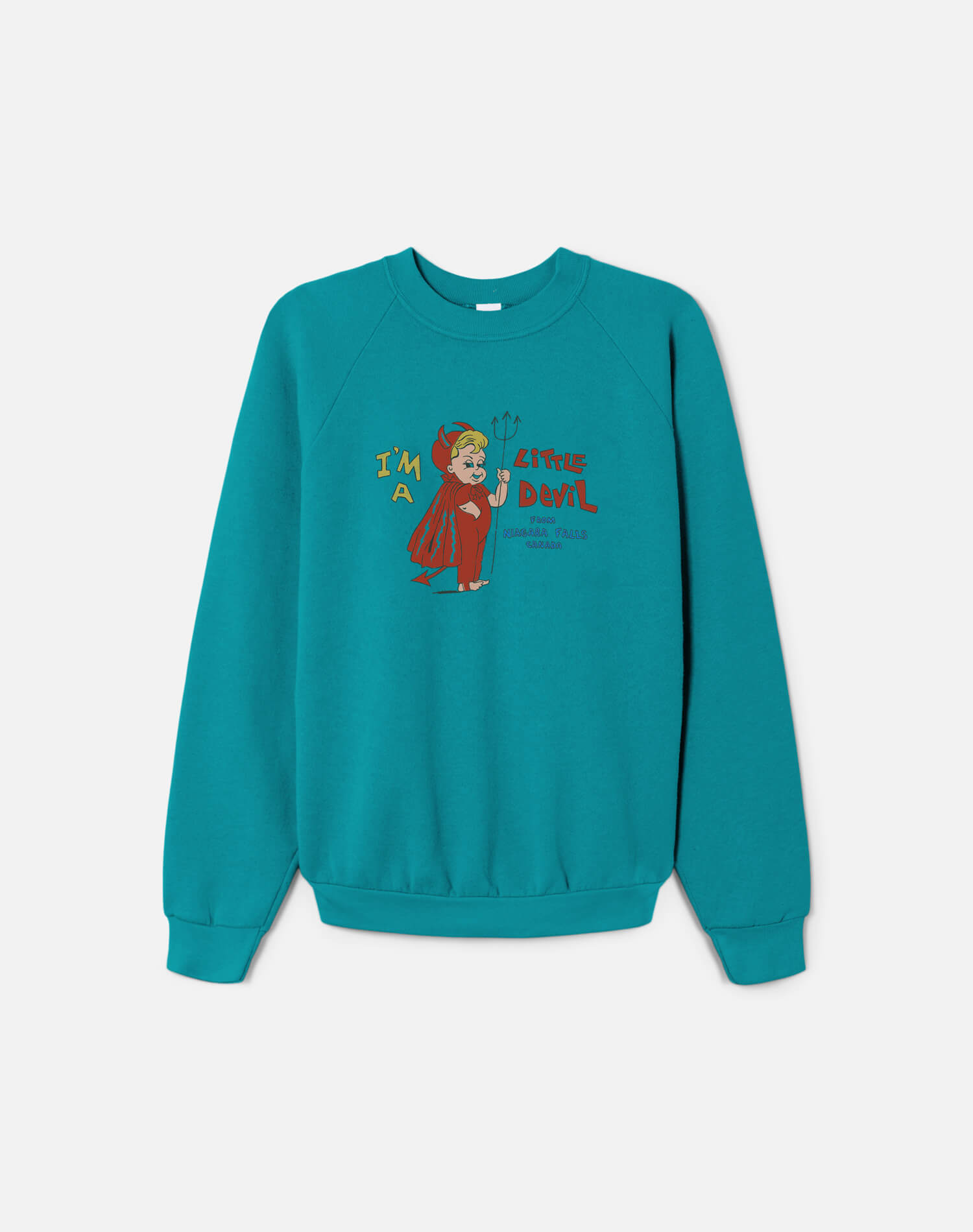 Upcycled "Little Devil" Sweatshirt in Sea Green - 11229794