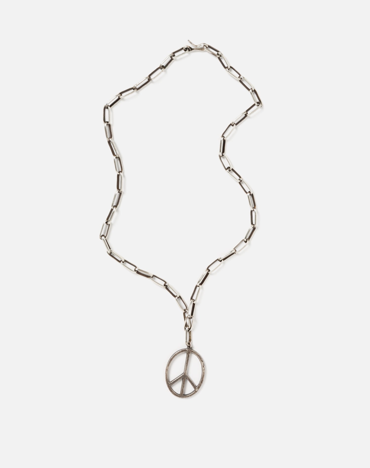60s Navajo Paperclip Chain With Peace Pendant