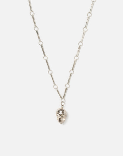 60s Handmade Sterling Chain With Skull Bead