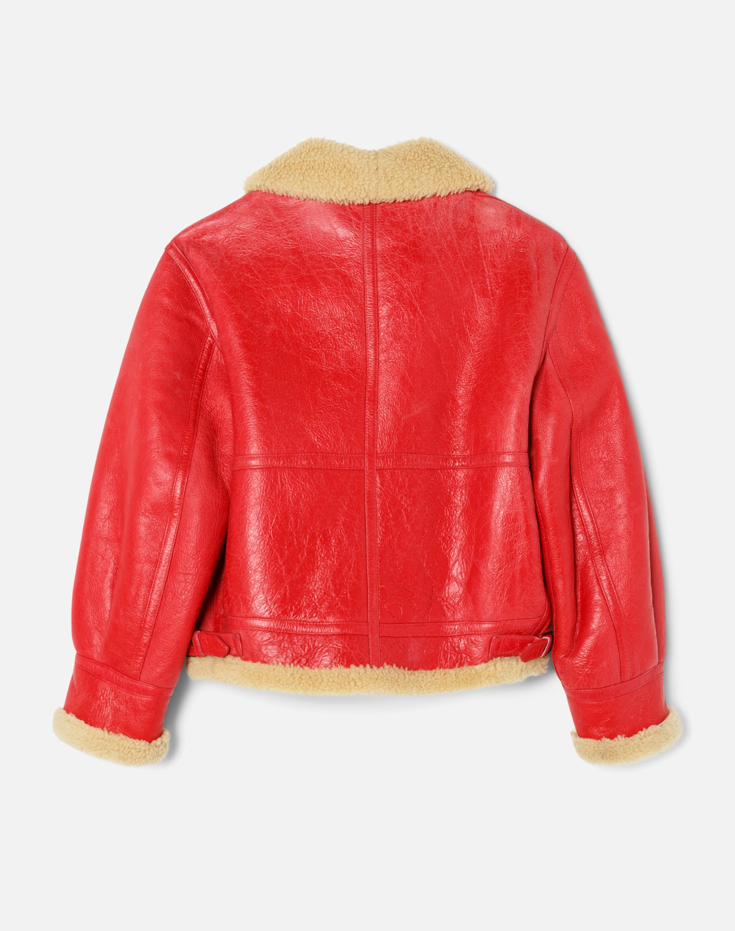 Suede Shearling Aviator Jacket - Red