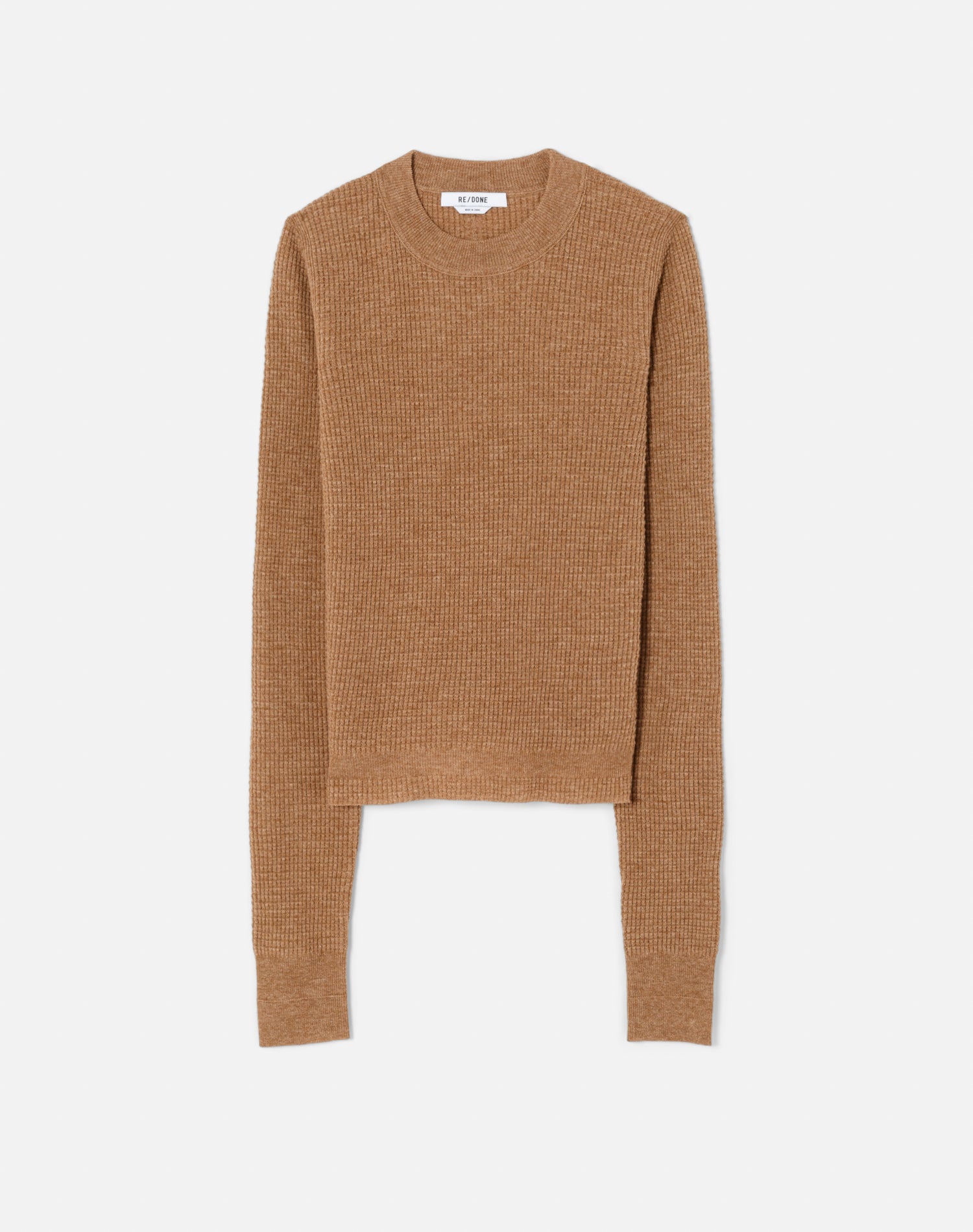 Waffle Slim Pullover - Chestnut