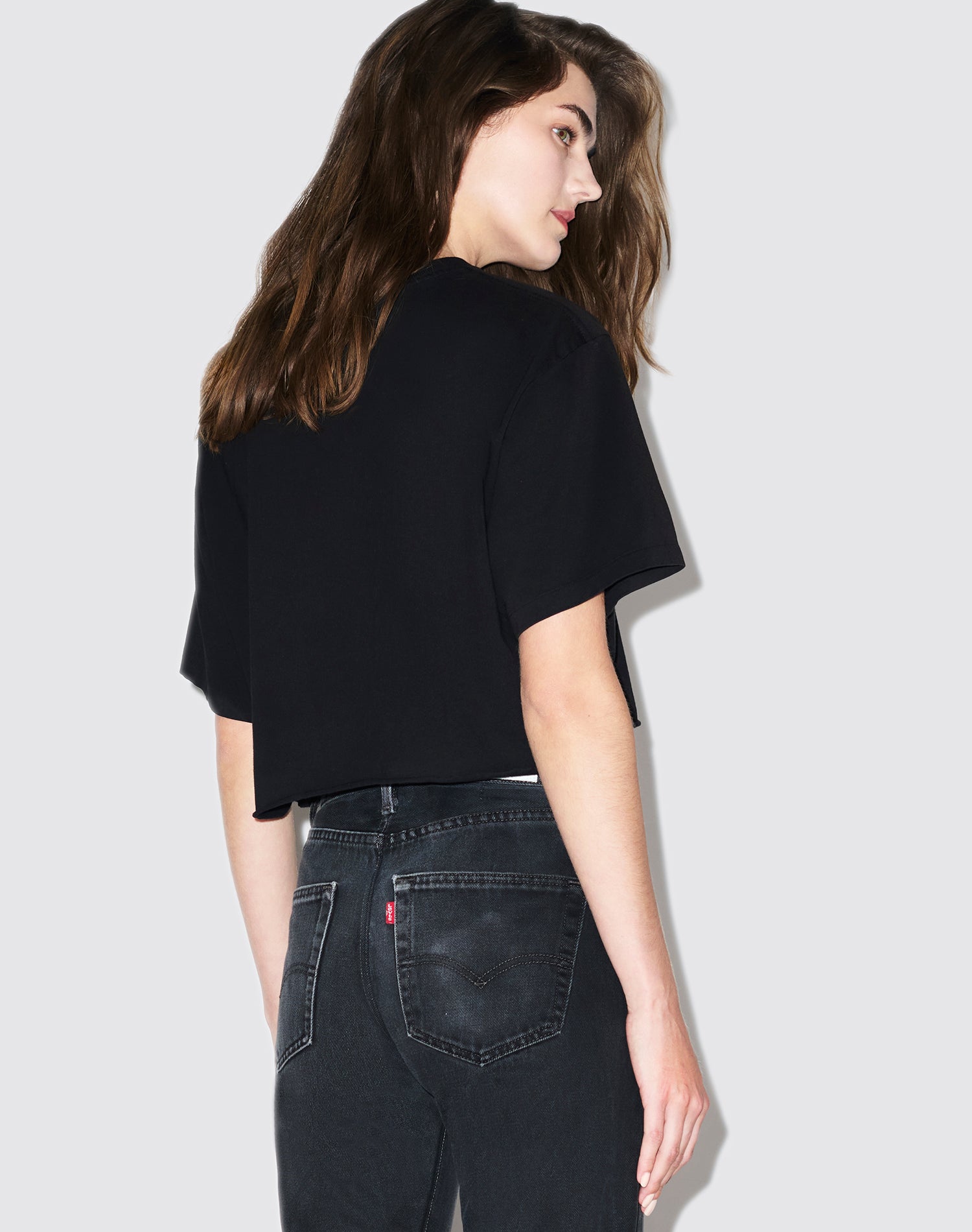90s Cropped Easy Tee - Black
