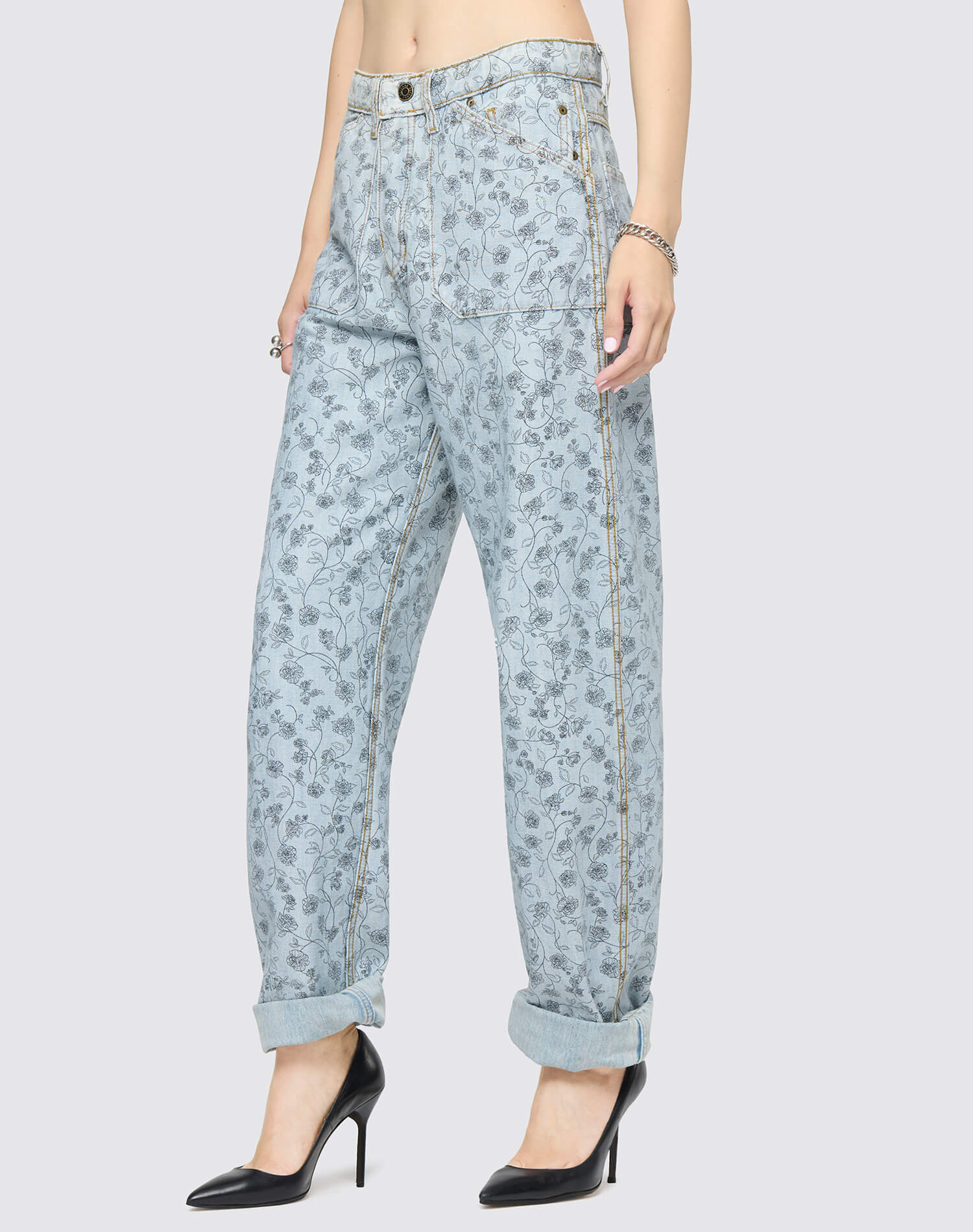 The Rewind Jean - Love Letter Blue Floral